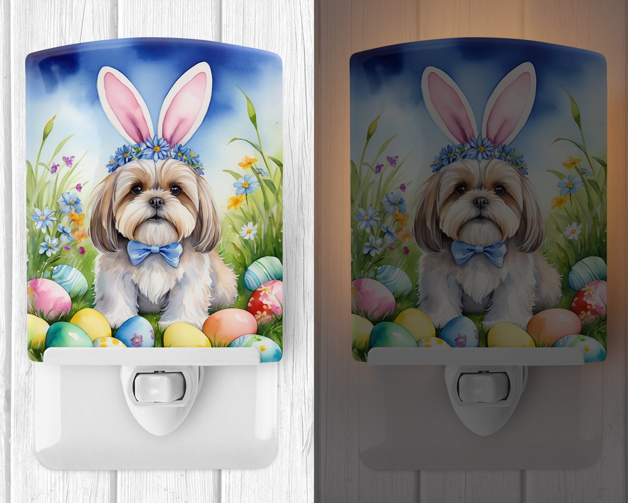 Lhasa Apso Easter Egg Hunt Ceramic Night Light