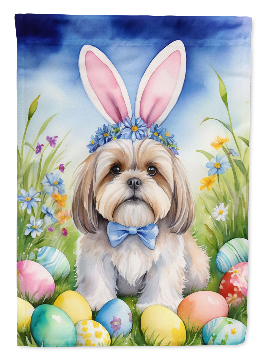 Buy this Lhasa Apso Easter Egg Hunt Garden Flag