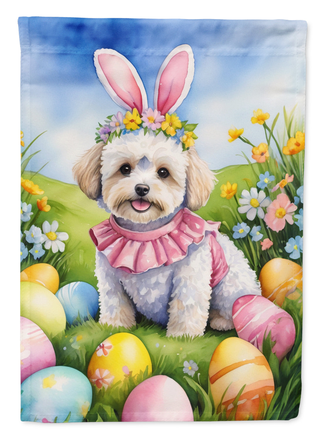 Buy this Maltipoo Easter Egg Hunt House Flag