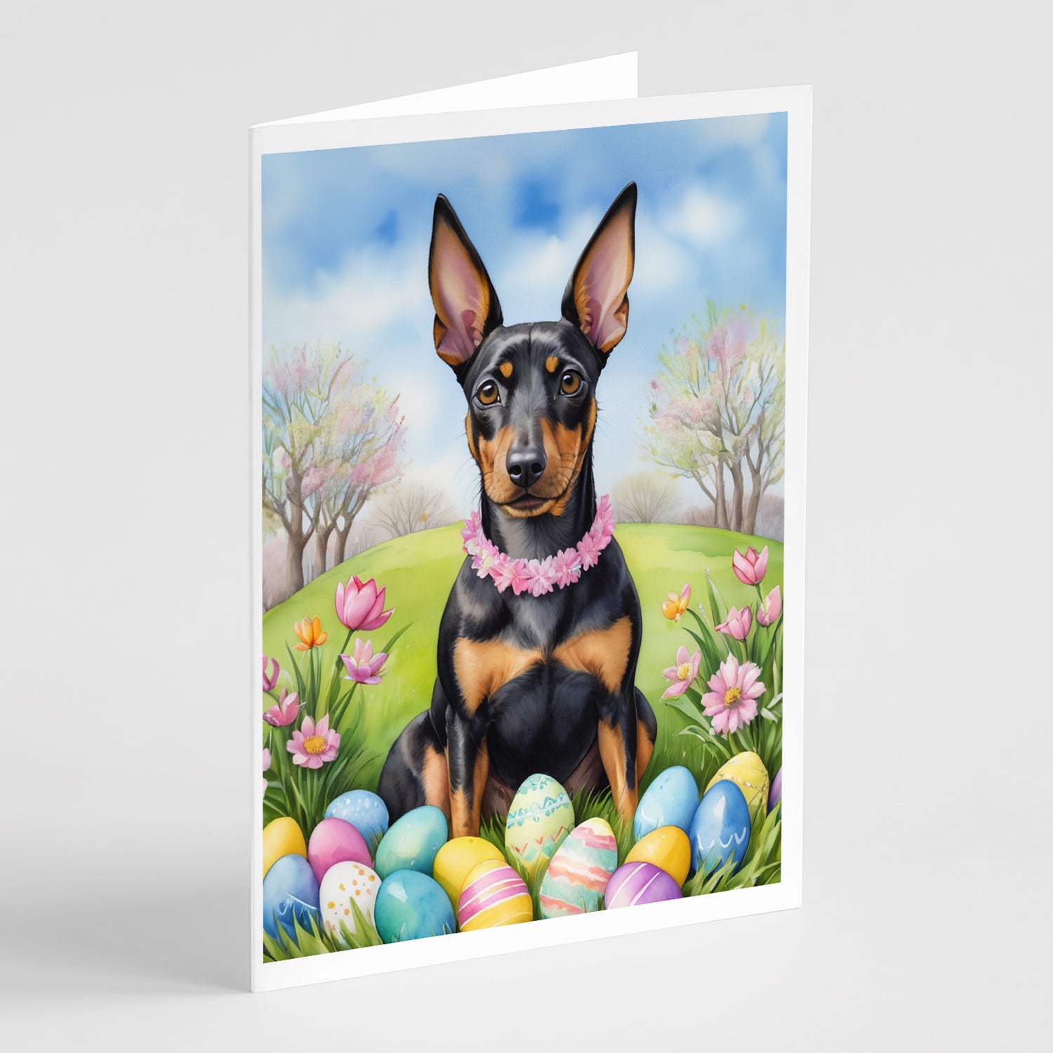 Buy this Manchester Terrier Easter Egg Hunt Greeting Cards Pack of 8