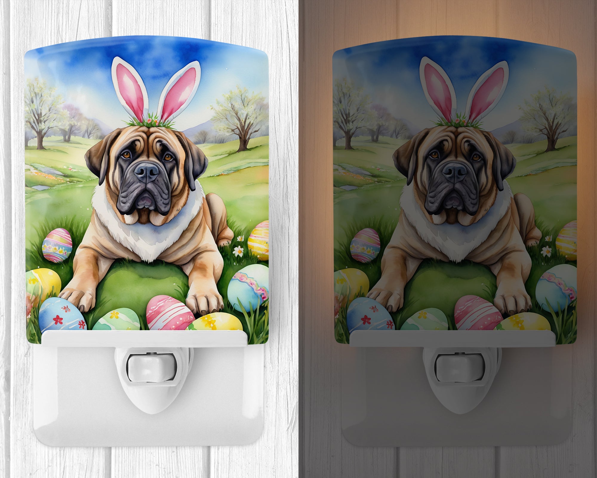 Buy this Mastiff Easter Egg Hunt Ceramic Night Light