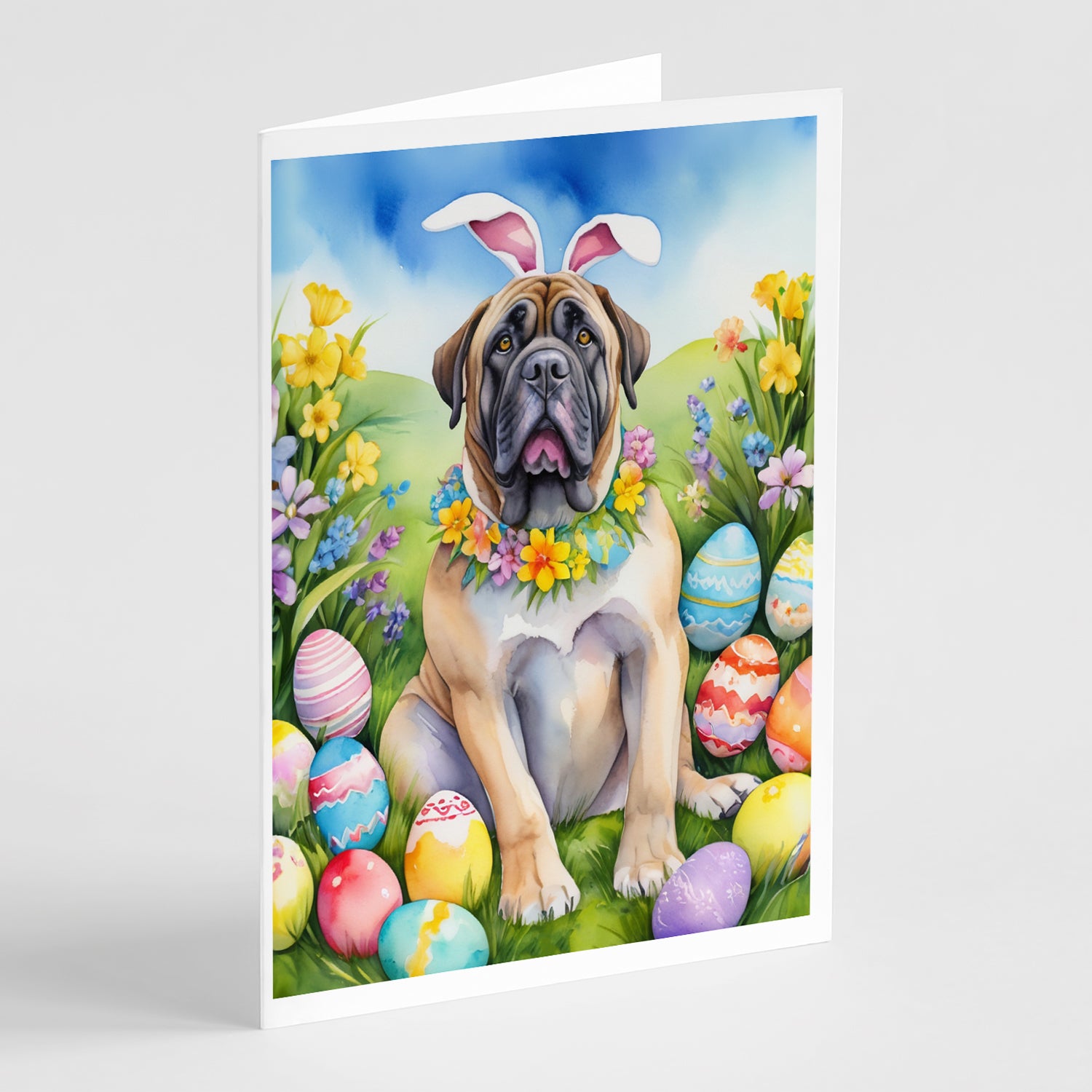 Buy this Mastiff Easter Egg Hunt Greeting Cards Pack of 8