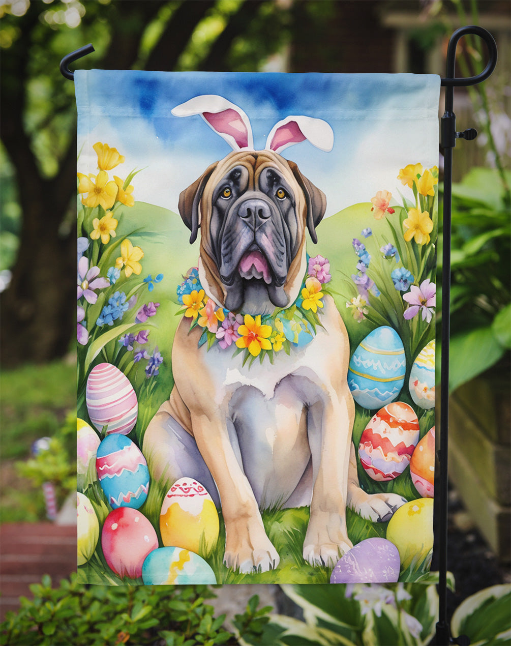 Mastiff Easter Egg Hunt Garden Flag