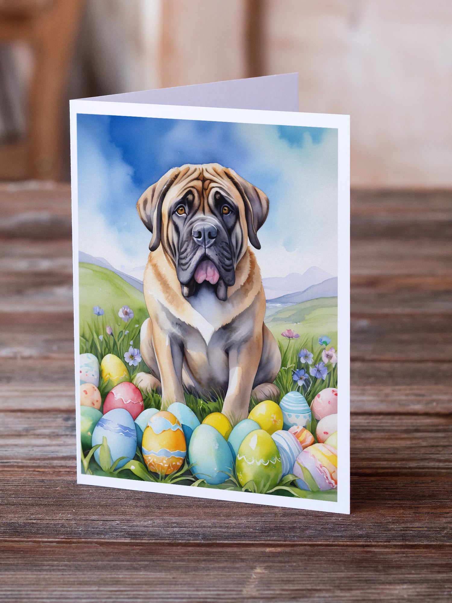 Mastiff Easter Egg Hunt Greeting Cards Pack of 8