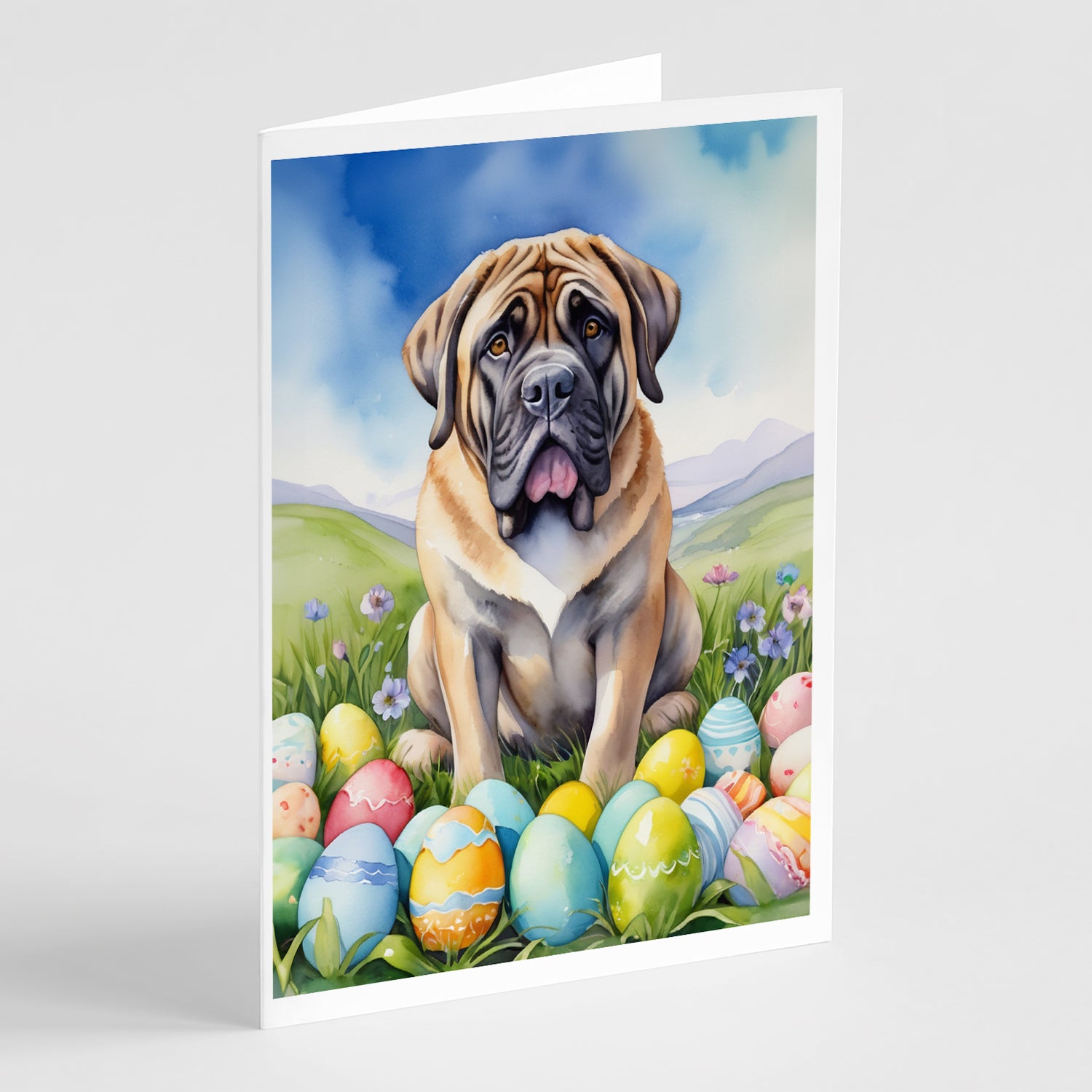 Buy this Mastiff Easter Egg Hunt Greeting Cards Pack of 8