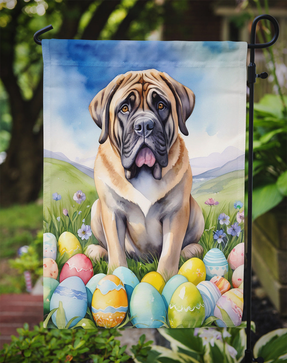 Mastiff Easter Egg Hunt Garden Flag