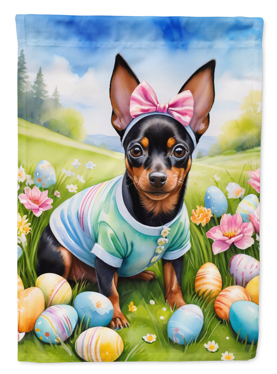 Buy this Miniature Pinscher Easter Egg Hunt Garden Flag