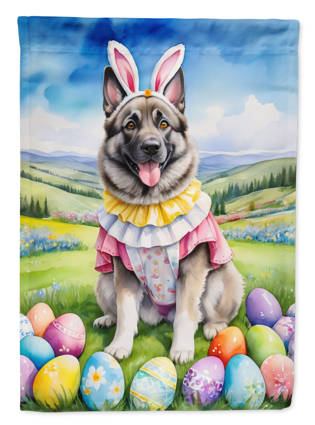 Buy this Norwegian Elkhound Easter Egg Hunt House Flag