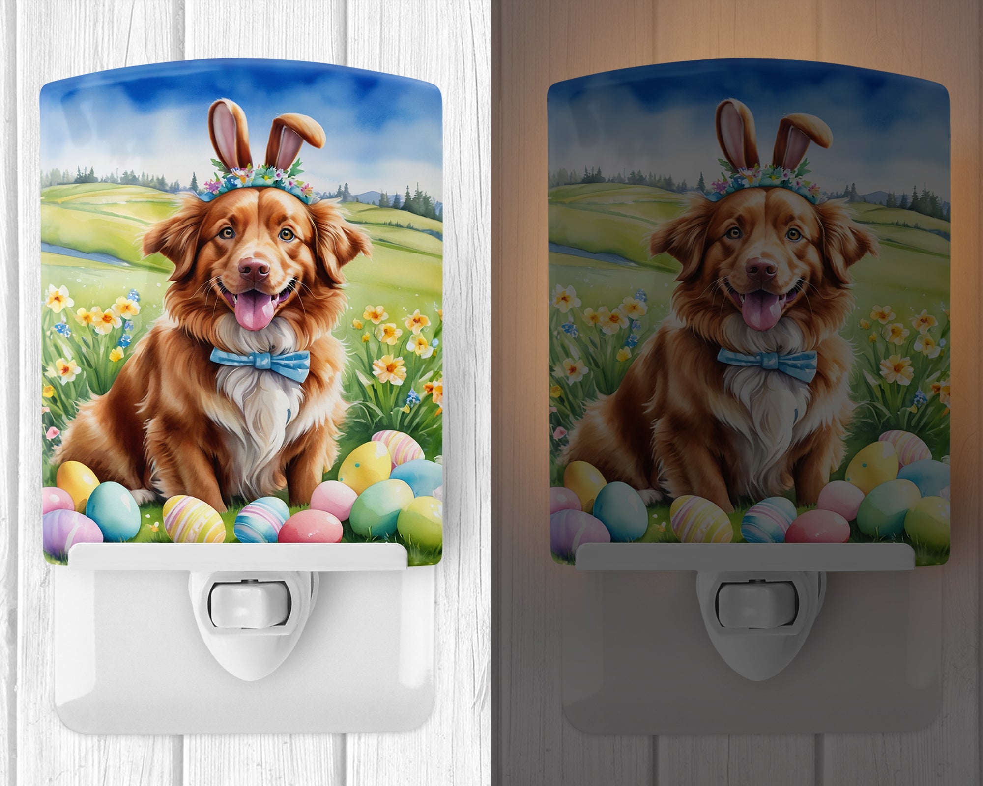 Buy this Nova Scotia Duck Tolling Retriever Easter Egg Hunt Ceramic Night Light