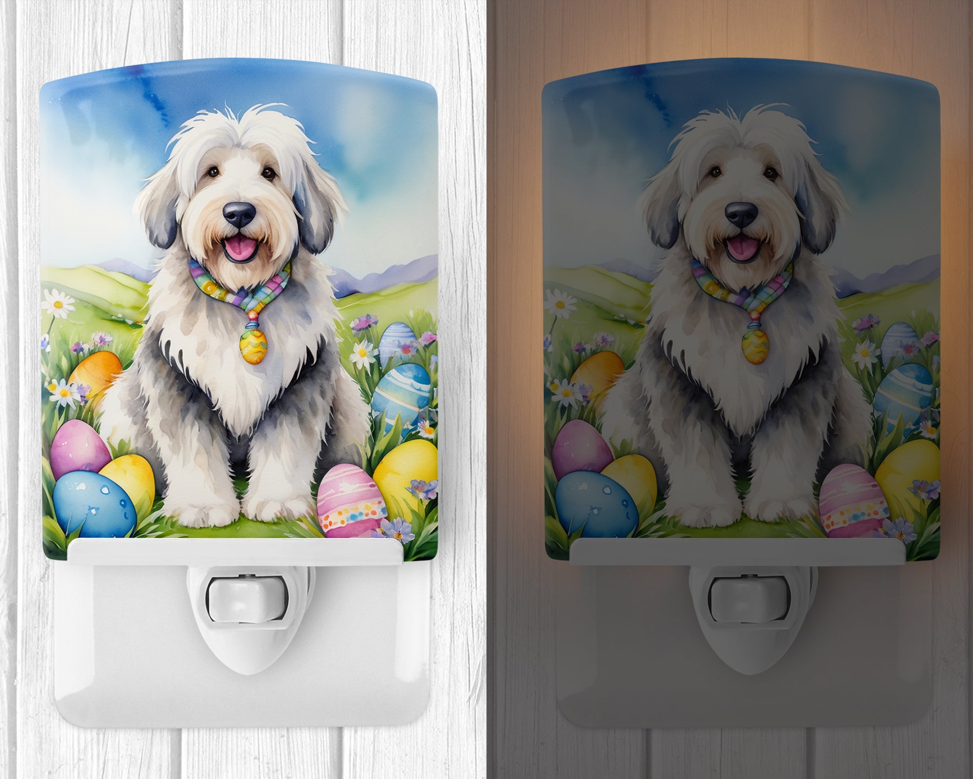 Buy this Old English Sheepdog Easter Egg Hunt Ceramic Night Light