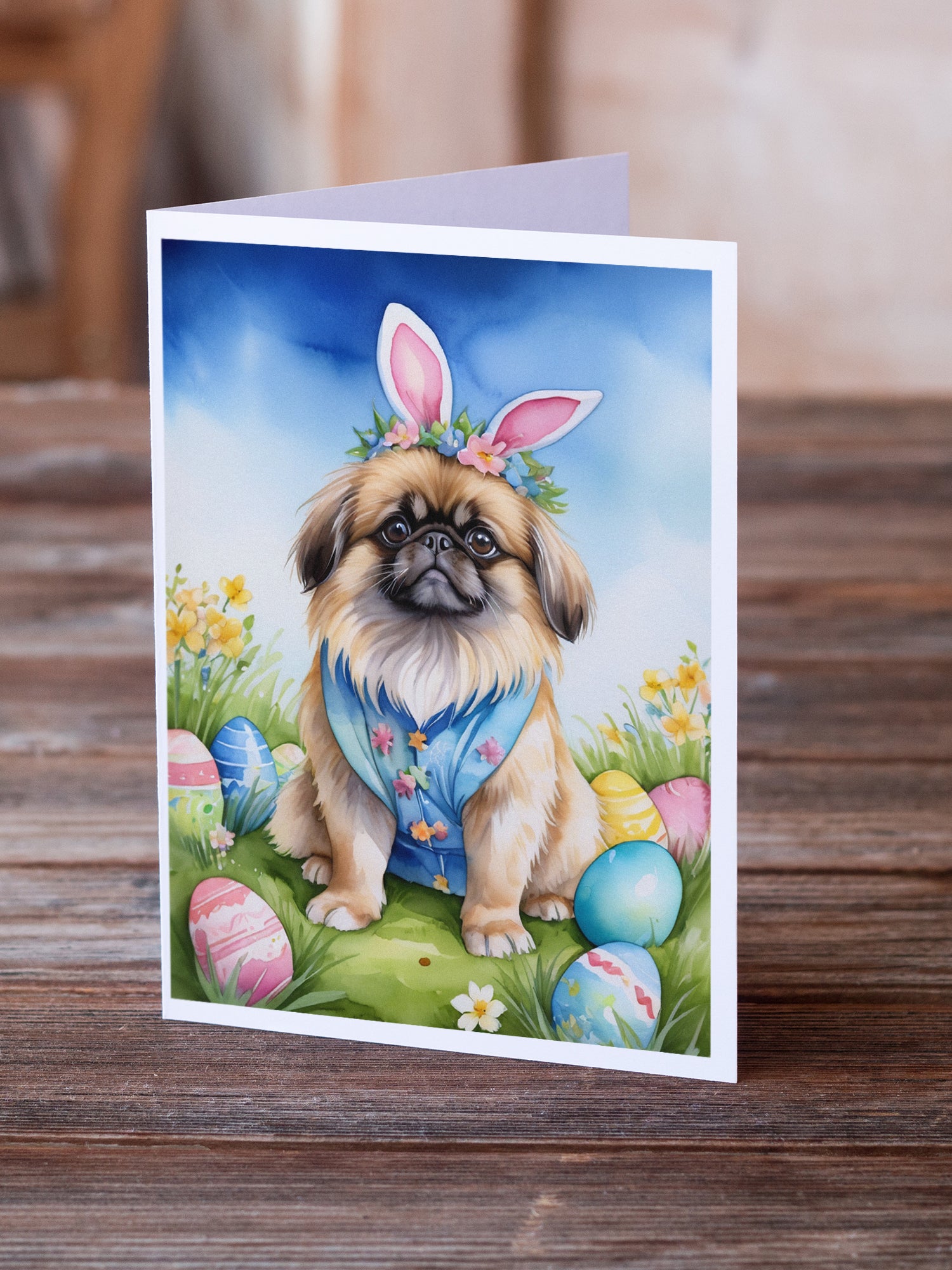 Pekingese Easter Egg Hunt Greeting Cards Pack of 8