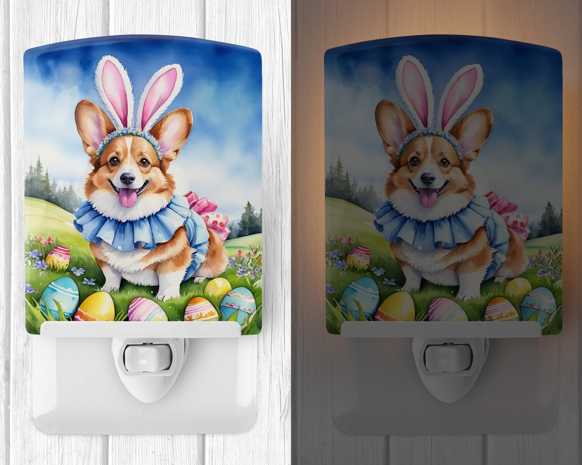 Corgi Easter Egg Hunt Ceramic Night Light