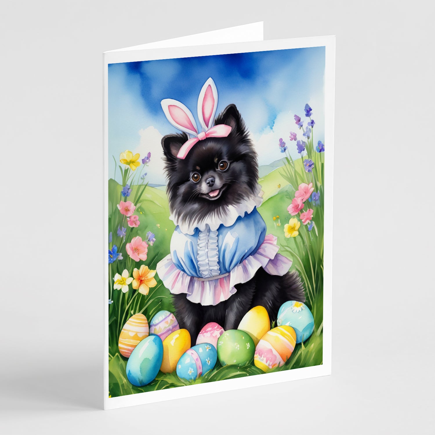 Buy this Pomeranian Easter Egg Hunt Greeting Cards Pack of 8