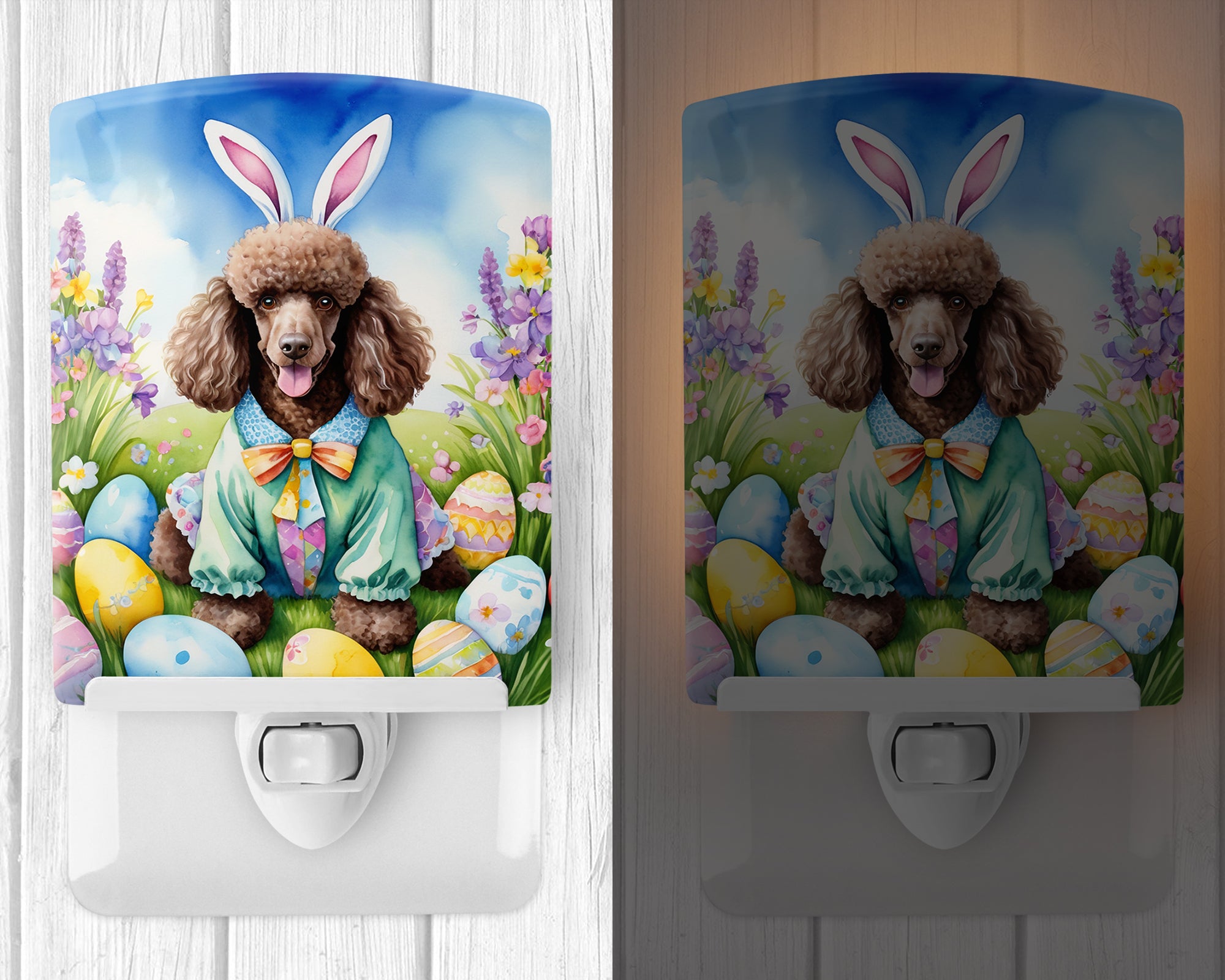 Buy this Chocolate Poodle Easter Egg Hunt Ceramic Night Light