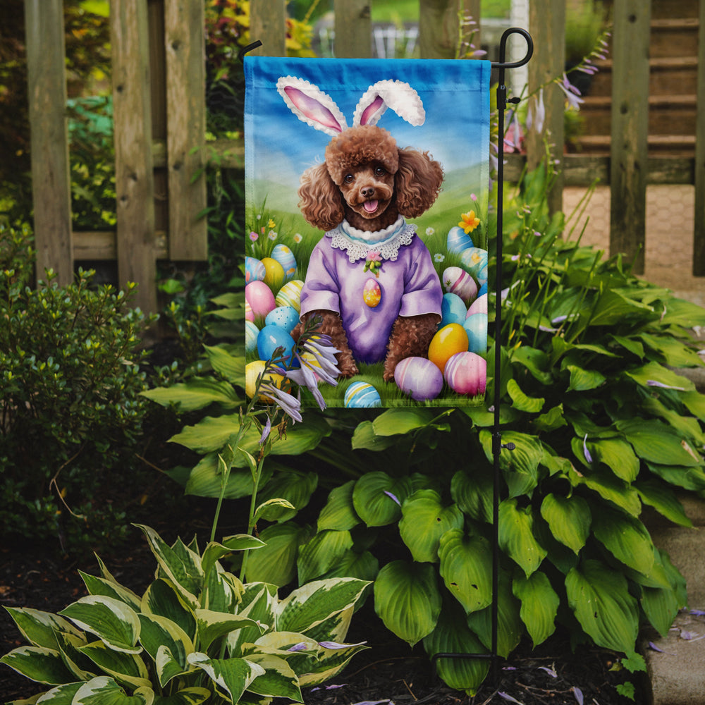 Chocolate Poodle Easter Egg Hunt Garden Flag