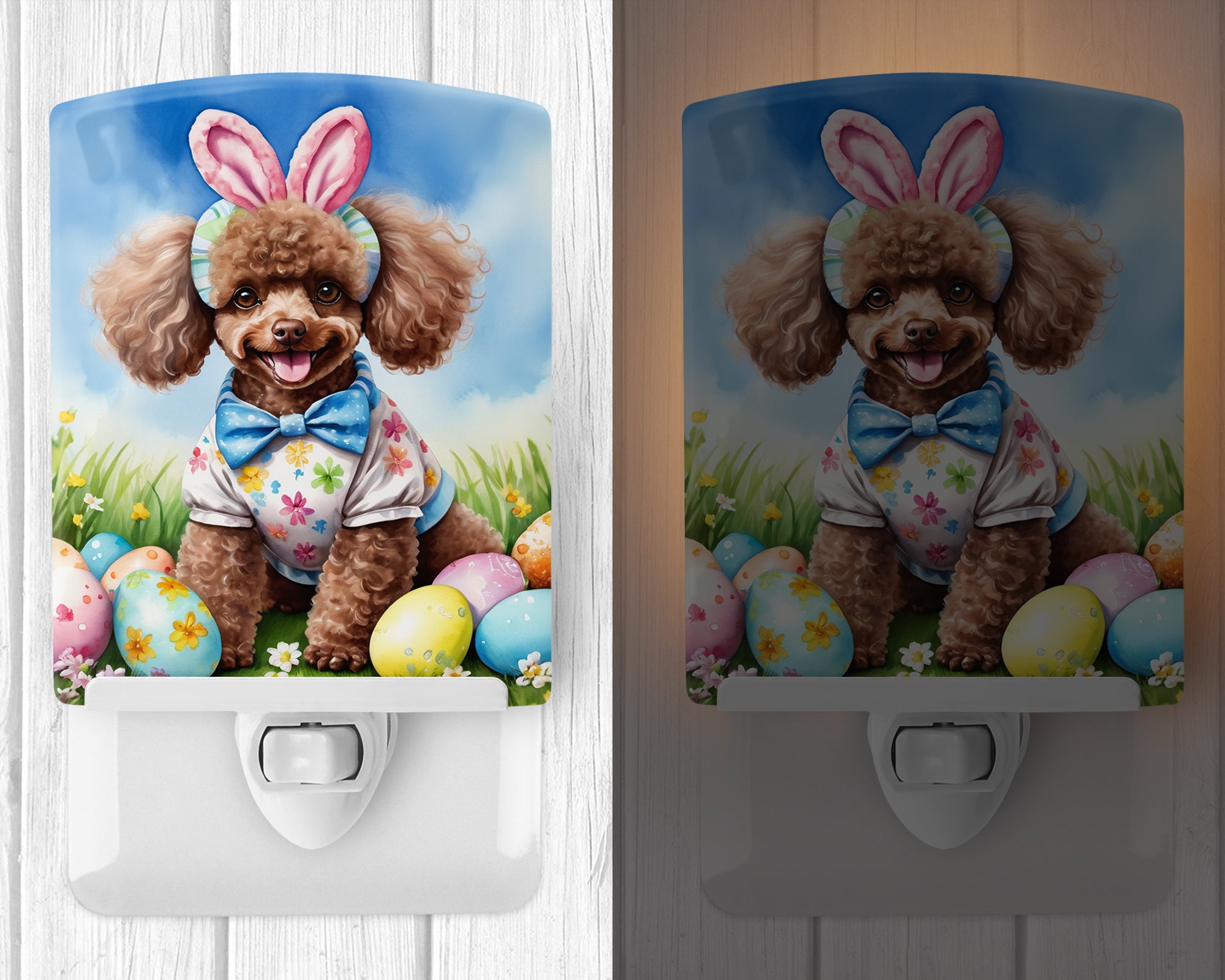 Buy this Chocolate Poodle Easter Egg Hunt Ceramic Night Light