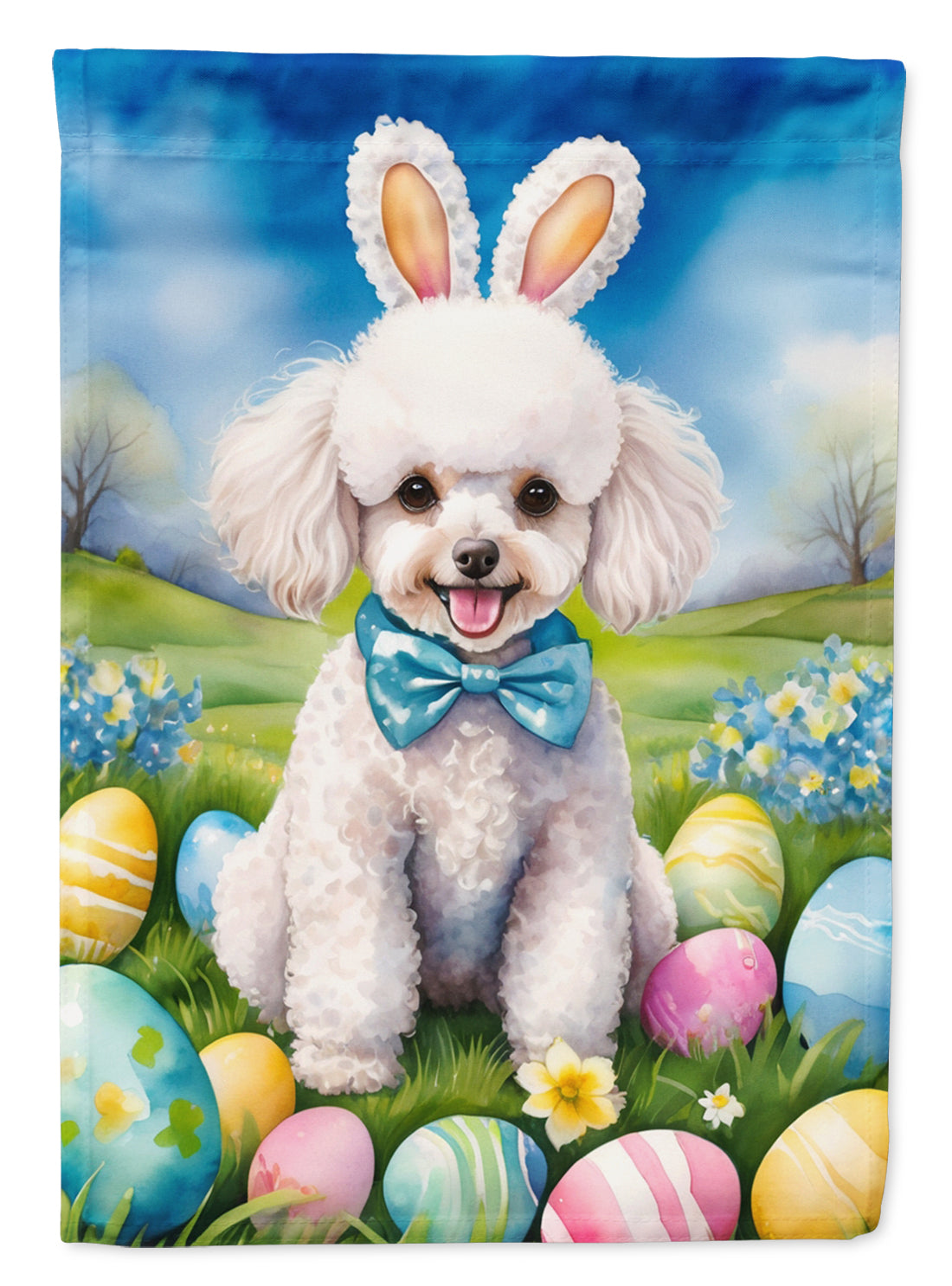 Buy this White Poodle Easter Egg Hunt Garden Flag