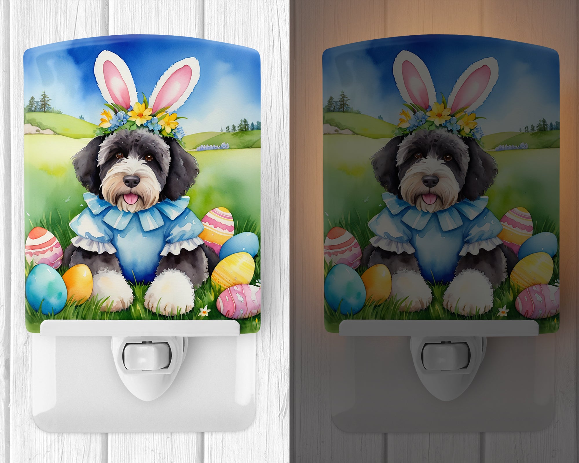 Buy this Portuguese Water Dog Easter Egg Hunt Ceramic Night Light