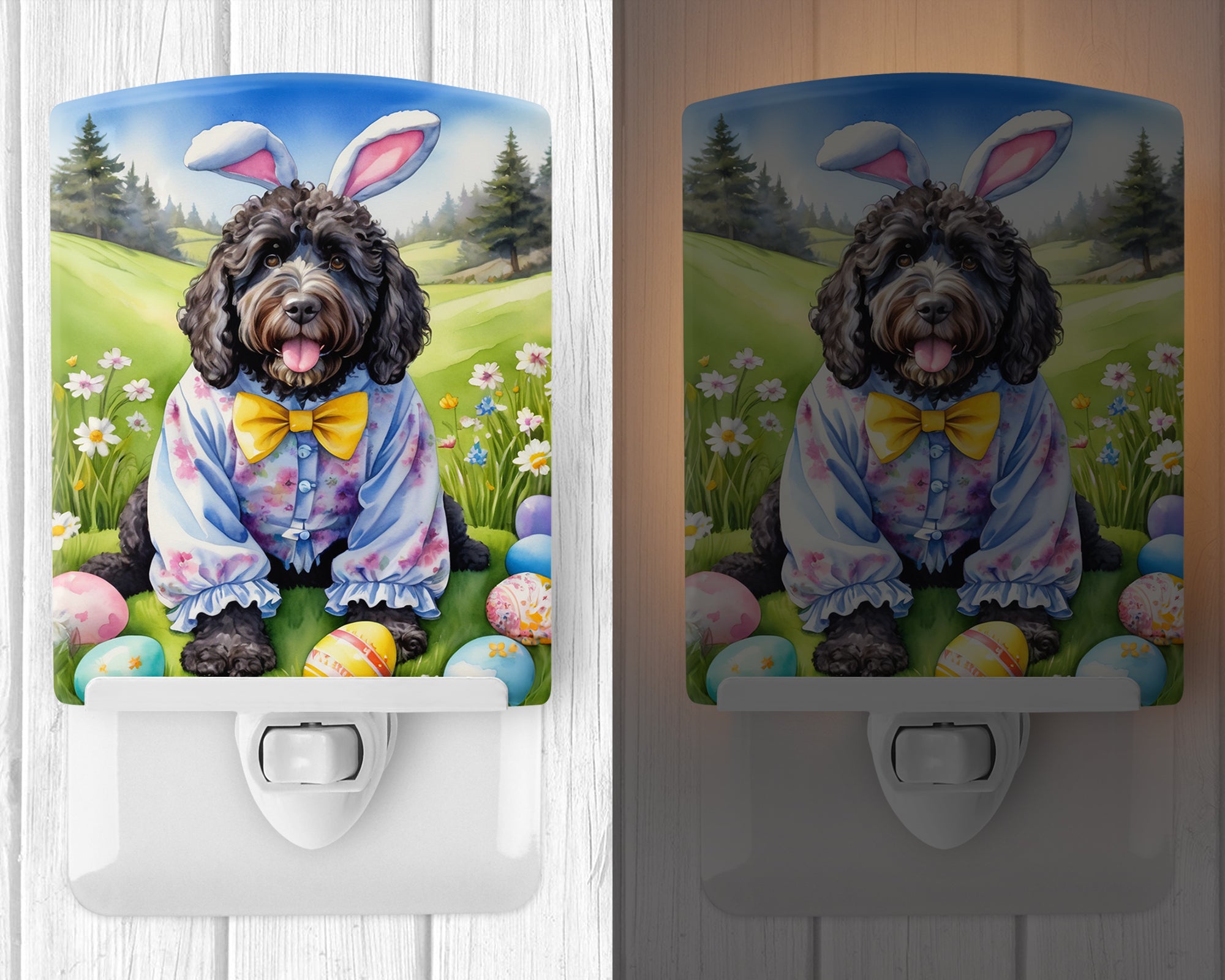 Buy this Portuguese Water Dog Easter Egg Hunt Ceramic Night Light