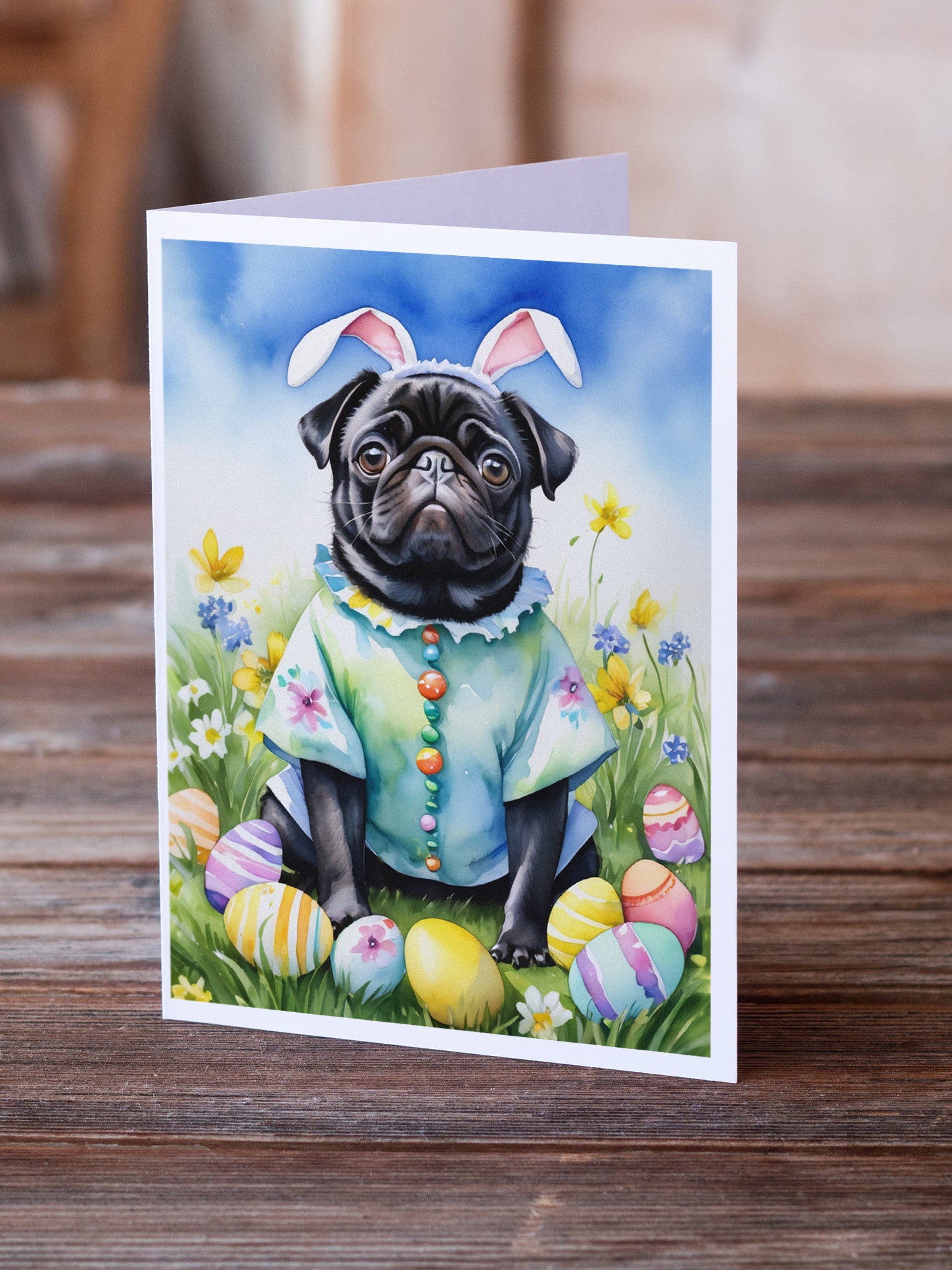 Pug Easter Egg Hunt Greeting Cards Pack of 8