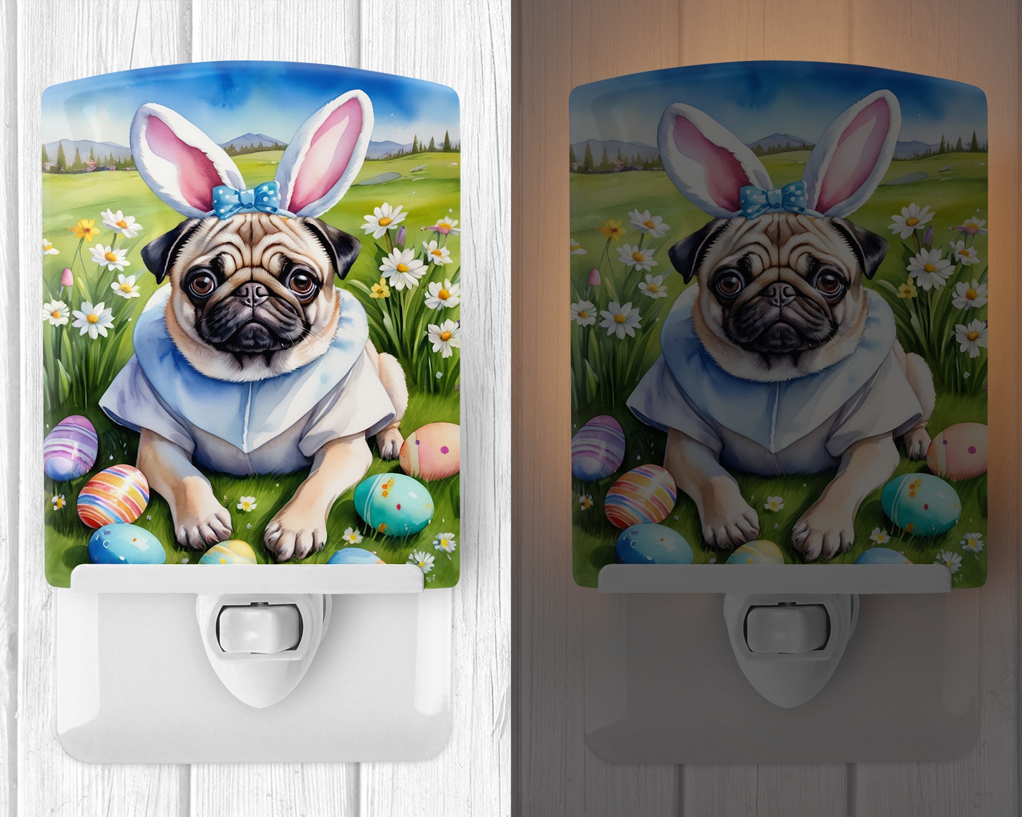 Buy this Pug Easter Egg Hunt Ceramic Night Light