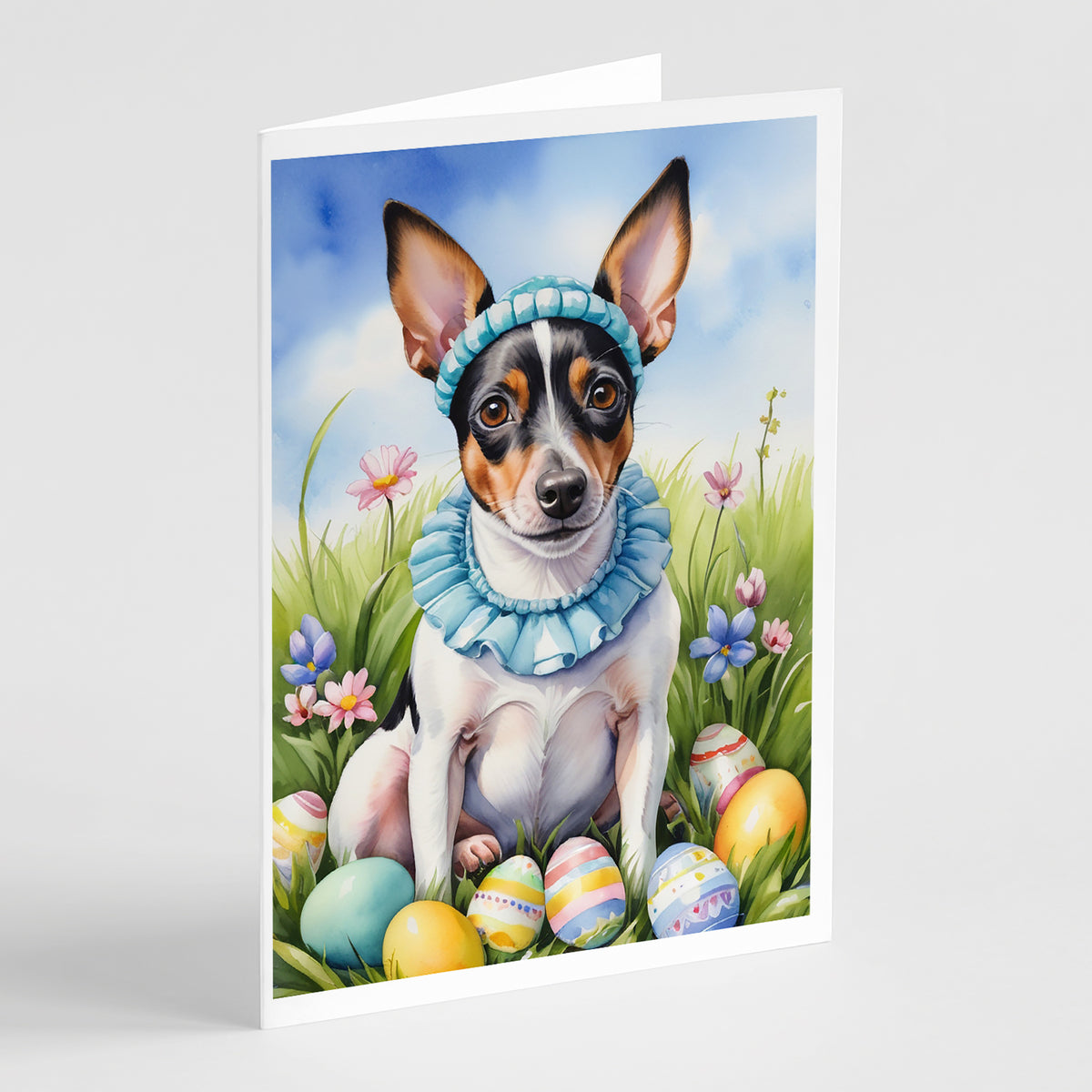 Buy this Rat Terrier Easter Egg Hunt Greeting Cards Pack of 8