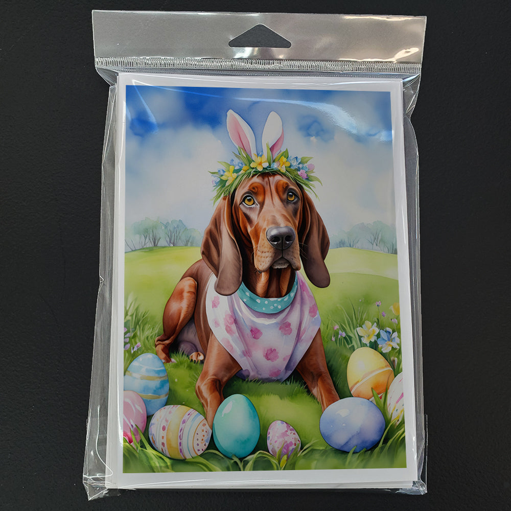 Redbone Coonhound Easter Egg Hunt Greeting Cards Pack of 8