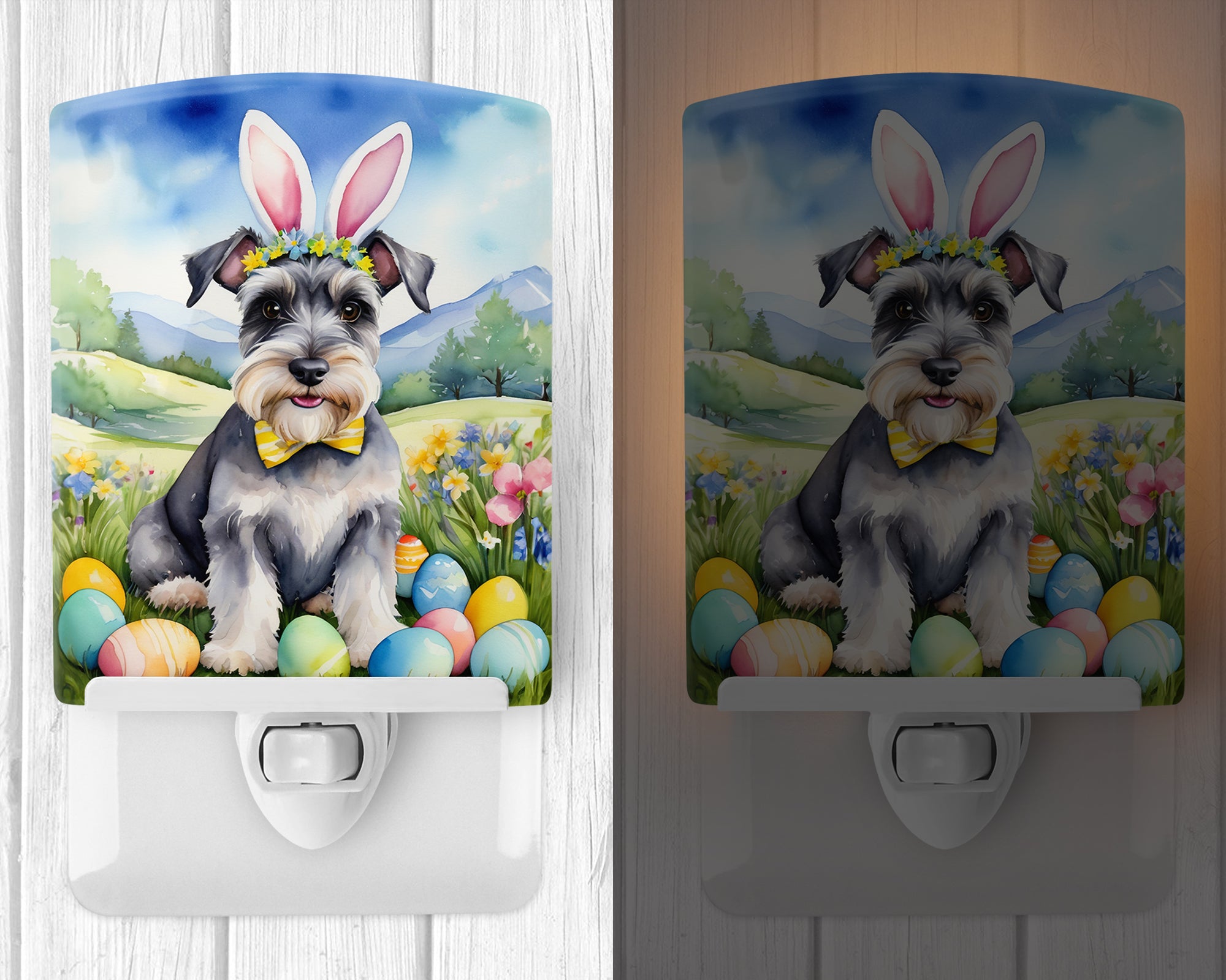 Buy this Schnauzer Easter Egg Hunt Ceramic Night Light