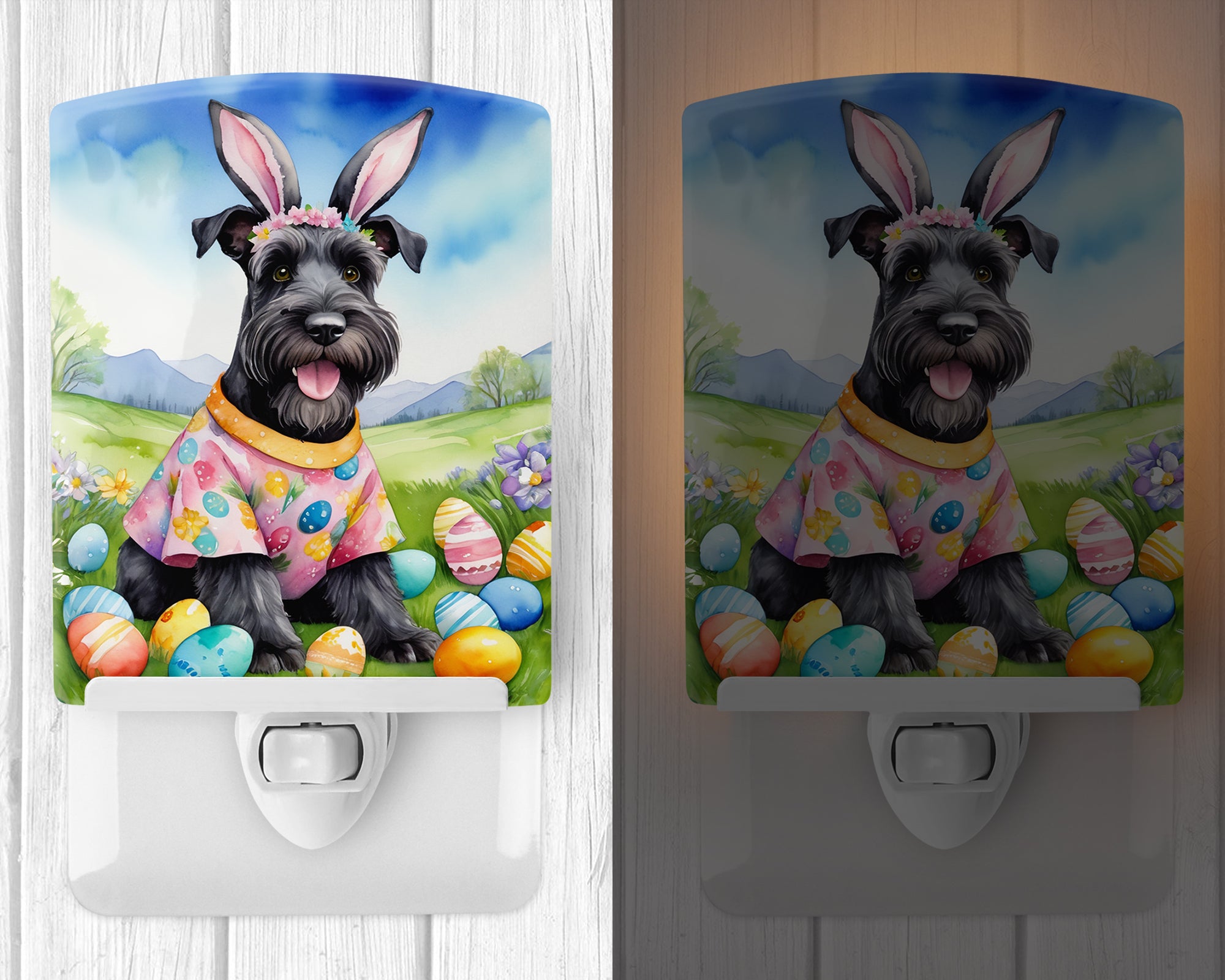 Buy this Schnauzer Easter Egg Hunt Ceramic Night Light