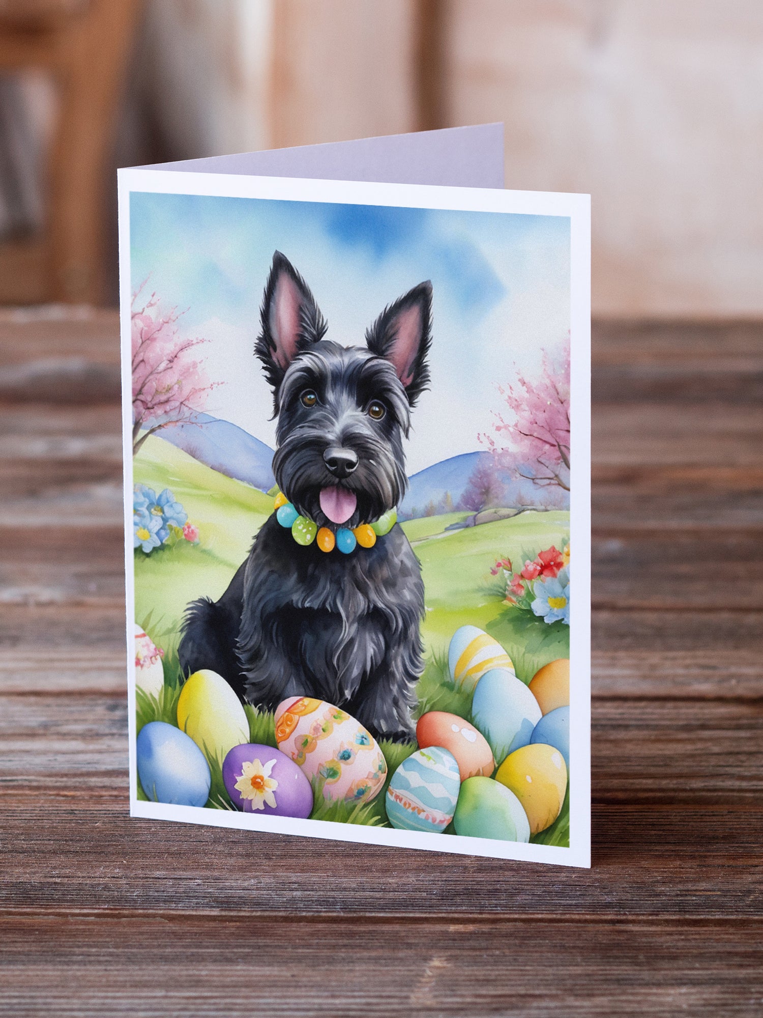 Scottish Terrier Easter Egg Hunt Greeting Cards Pack of 8