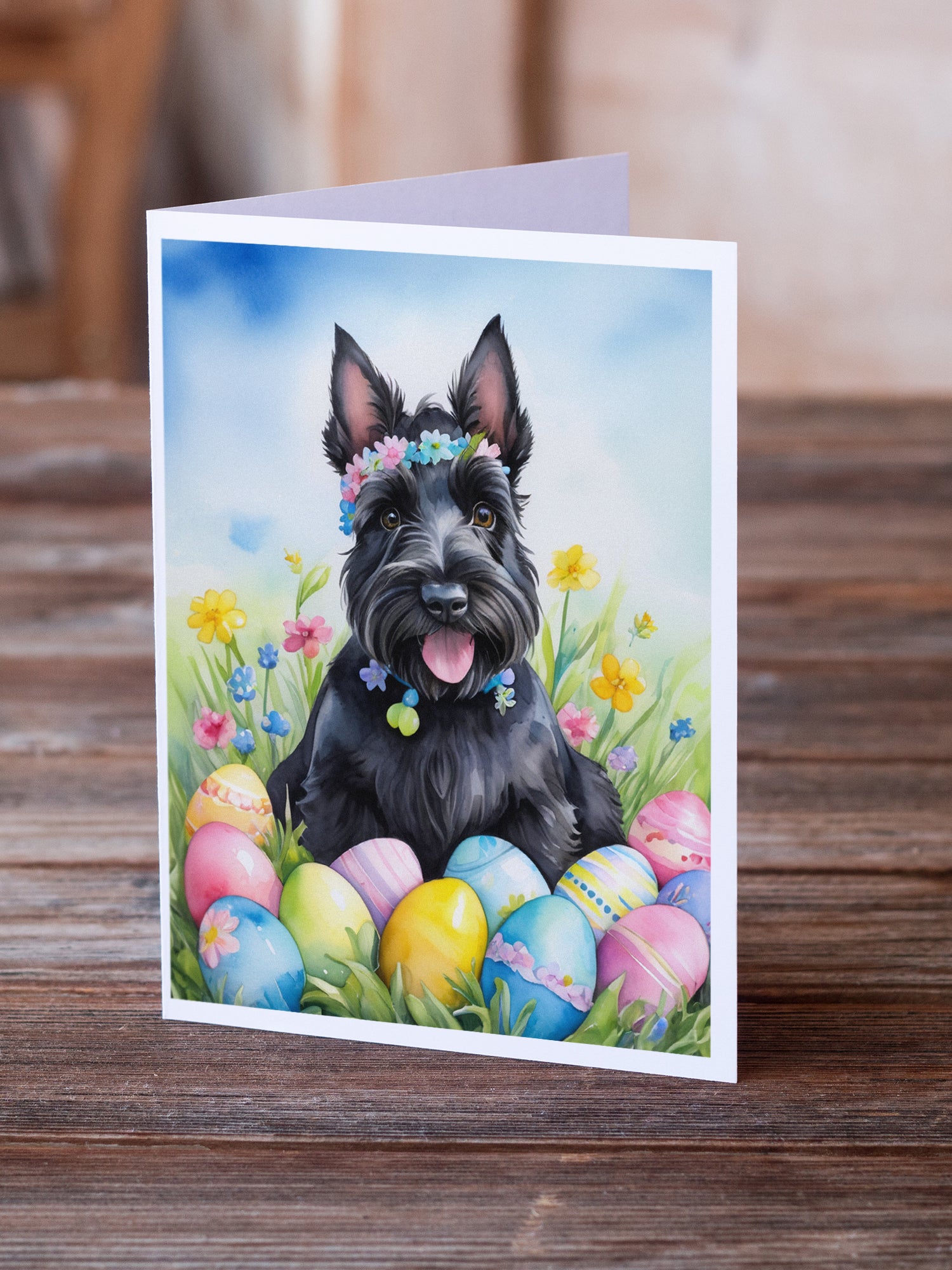 Buy this Scottish Terrier Easter Egg Hunt Greeting Cards Pack of 8