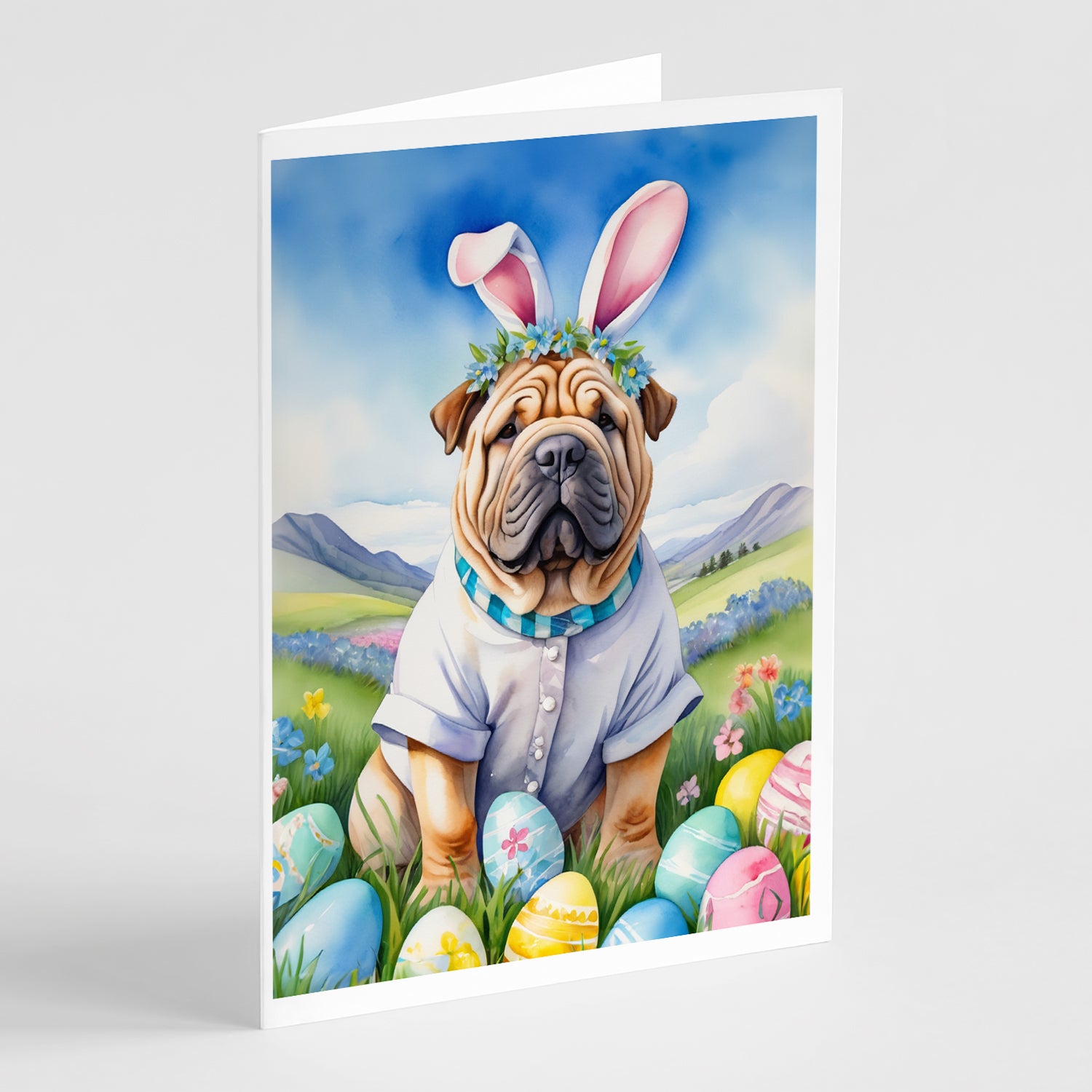 Buy this Shar Pei Easter Egg Hunt Greeting Cards Pack of 8