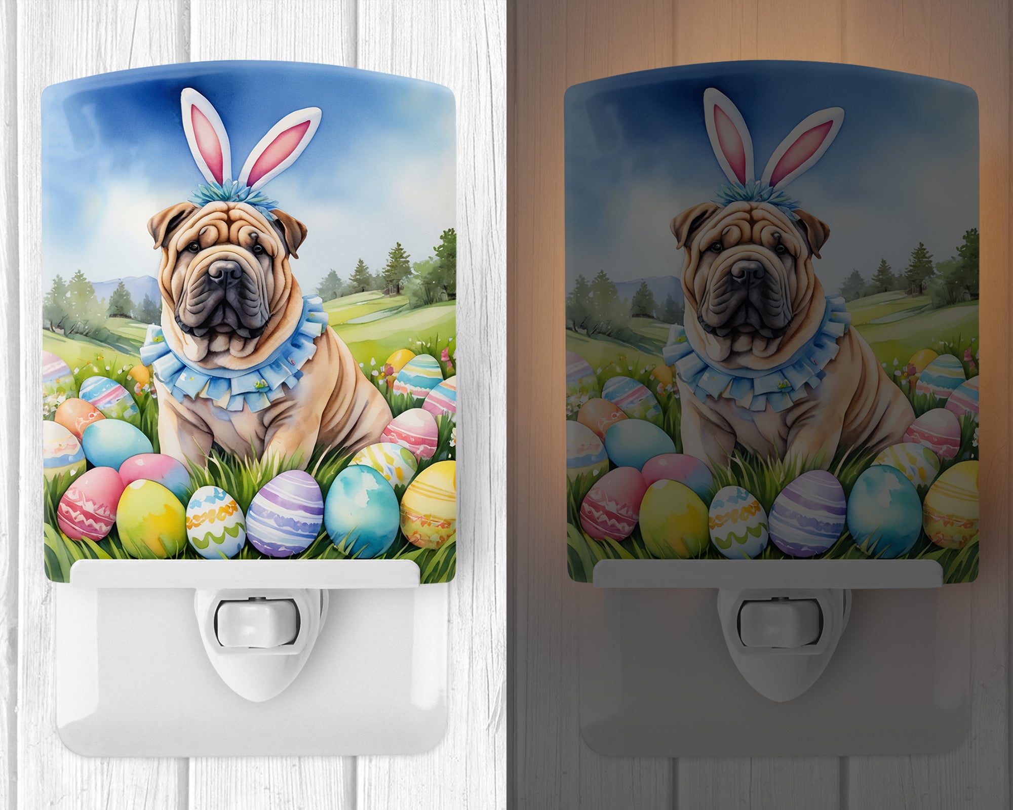 Shar Pei Easter Egg Hunt Ceramic Night Light