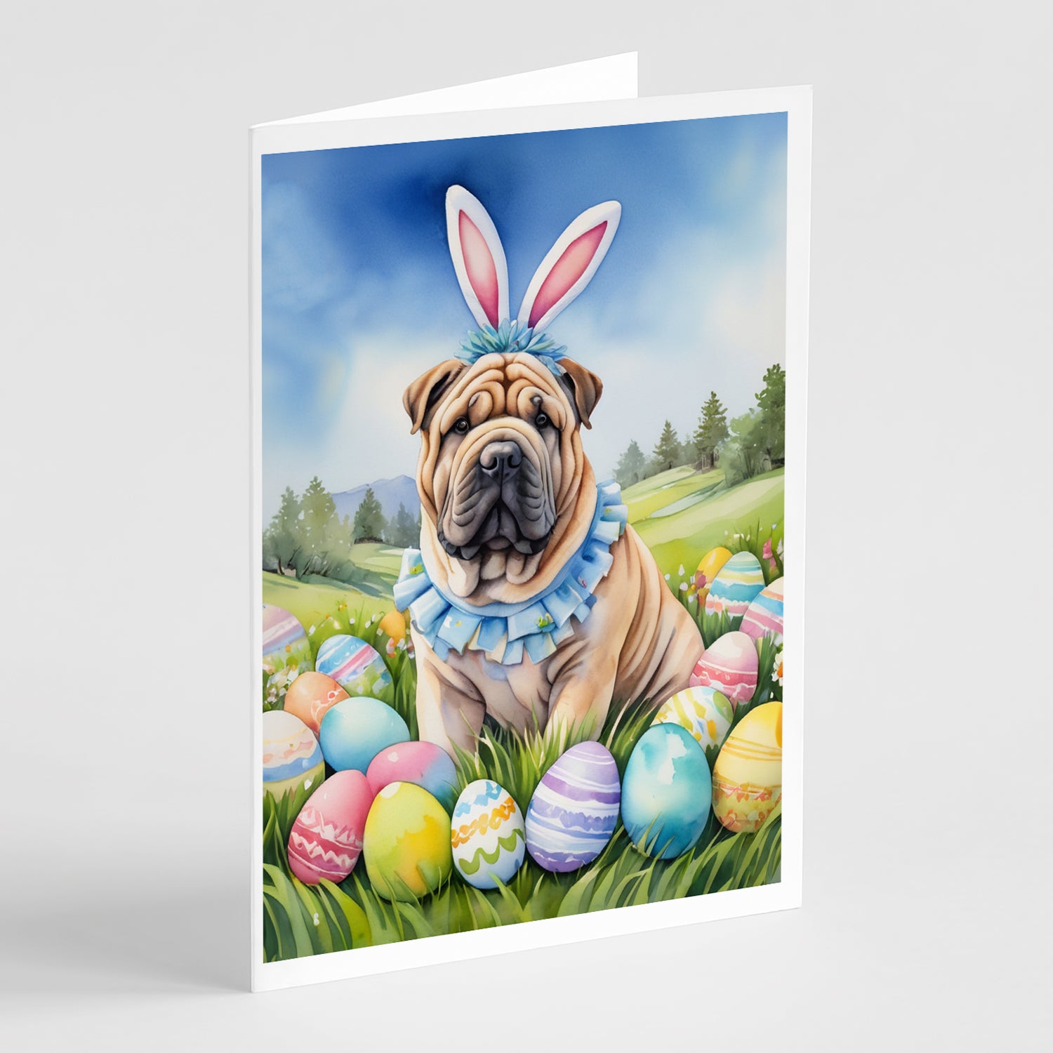 Buy this Shar Pei Easter Egg Hunt Greeting Cards Pack of 8