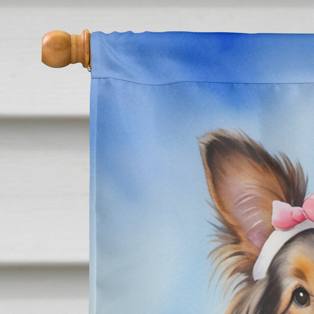 Sheltie Easter Egg Hunt House Flag