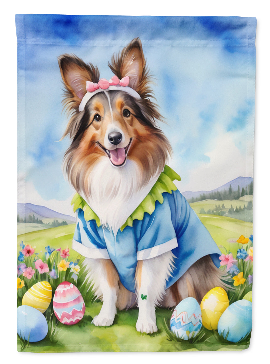 Buy this Sheltie Easter Egg Hunt House Flag