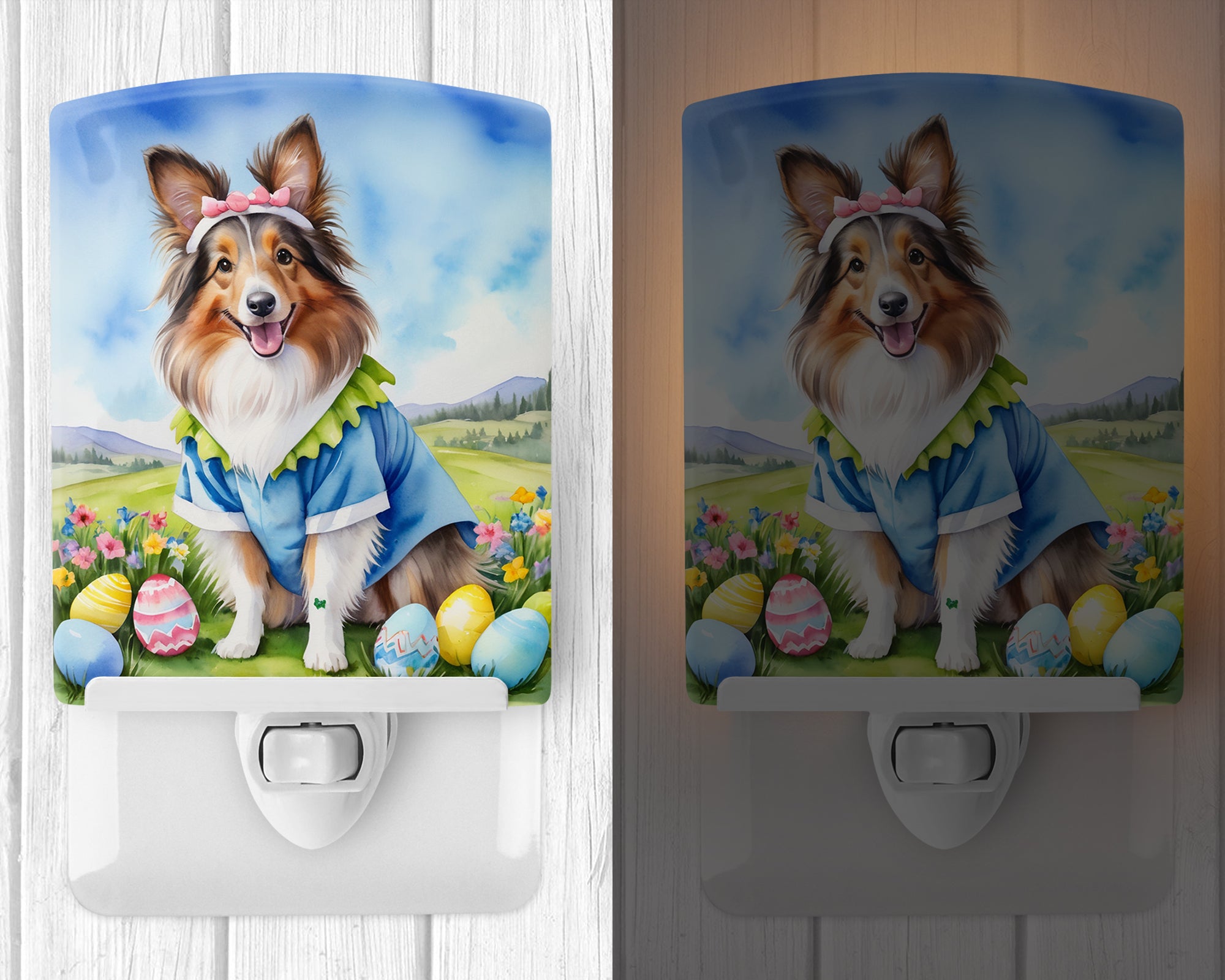 Buy this Sheltie Easter Egg Hunt Ceramic Night Light