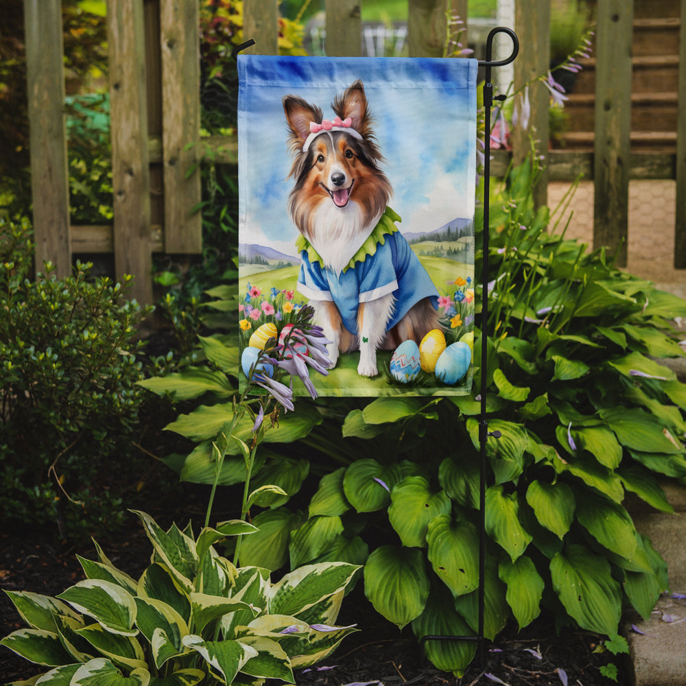 Sheltie Easter Egg Hunt Garden Flag