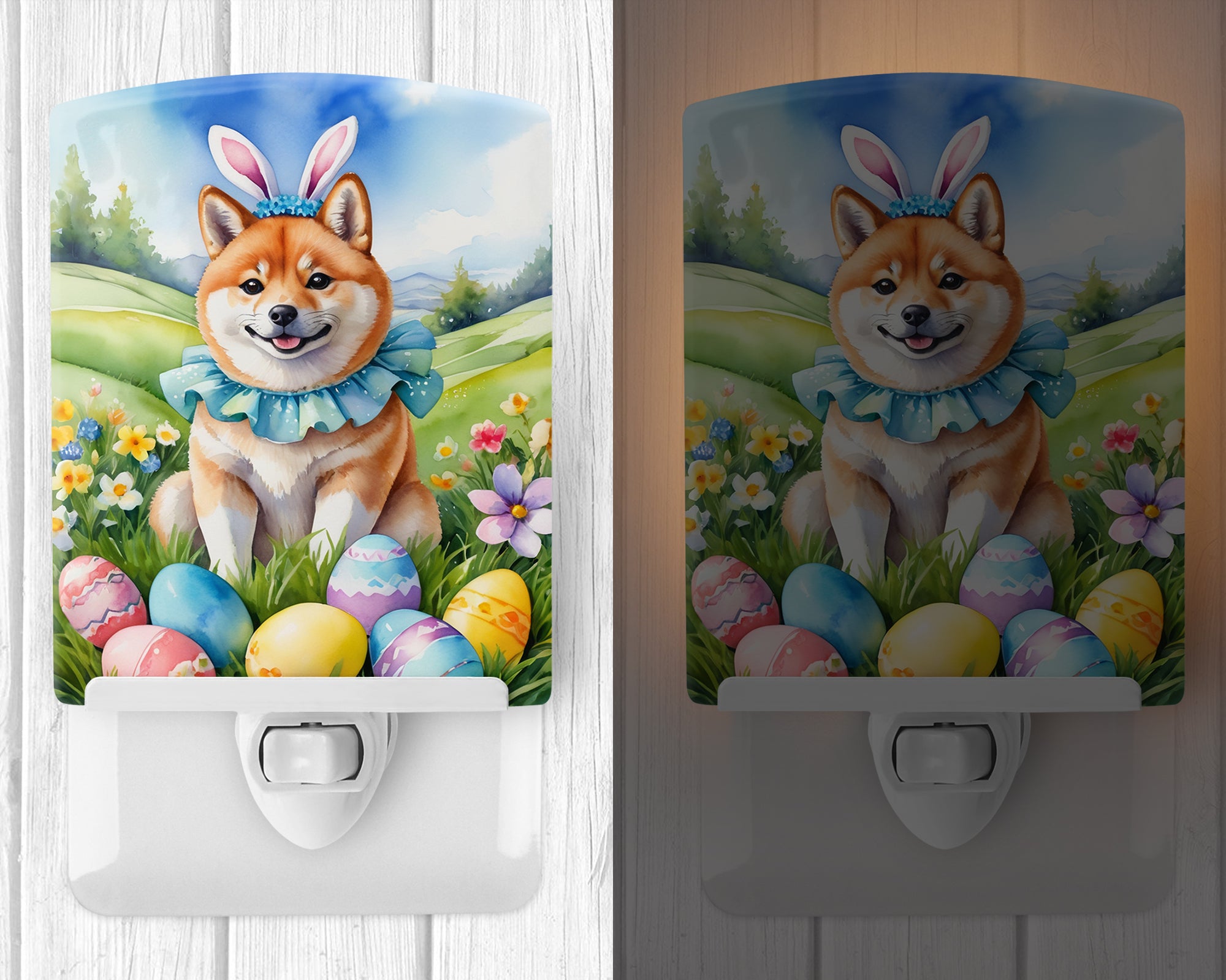 Buy this Shiba Inu Easter Egg Hunt Ceramic Night Light