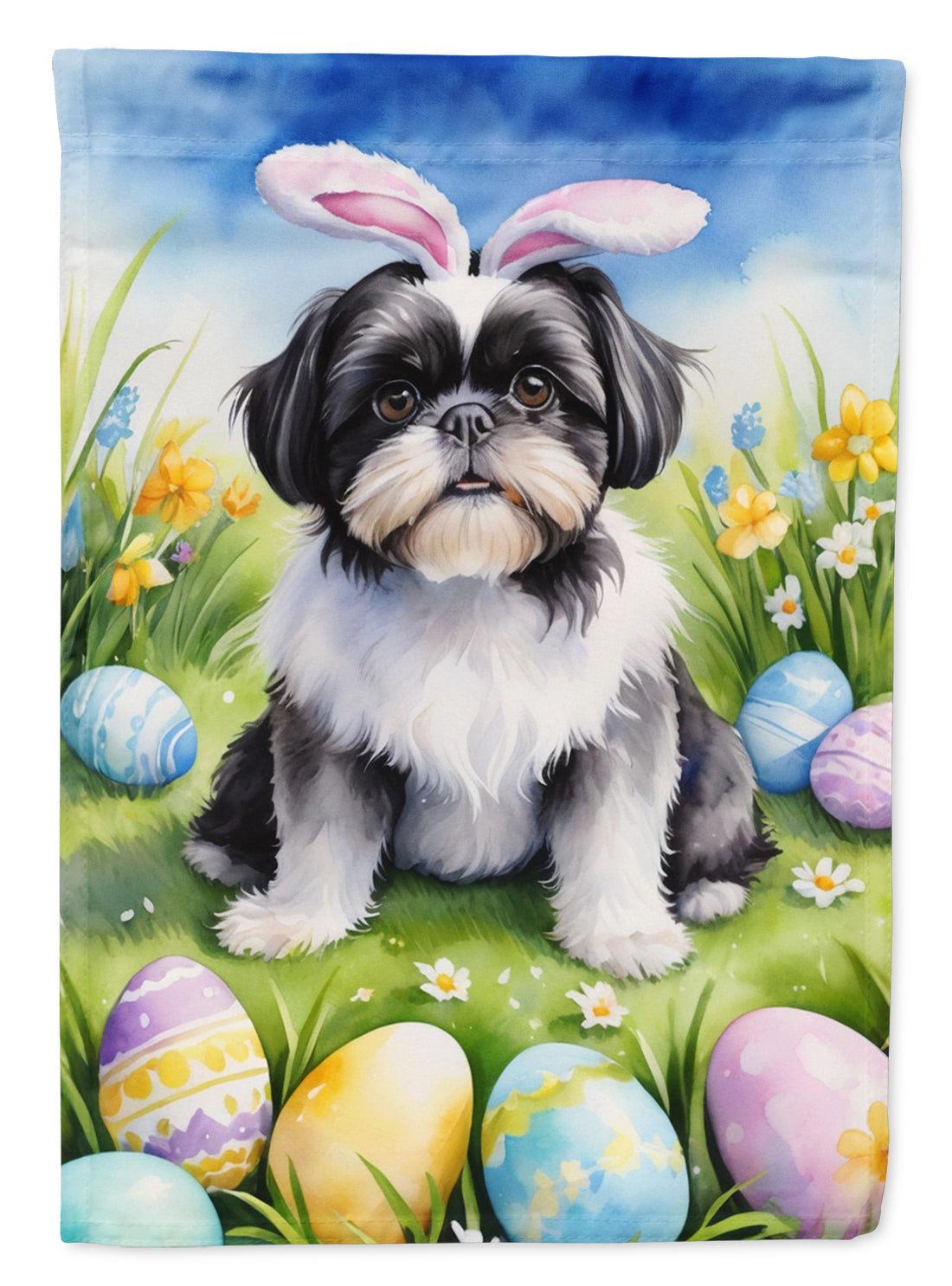 Buy this Shih Tzu Easter Egg Hunt House Flag