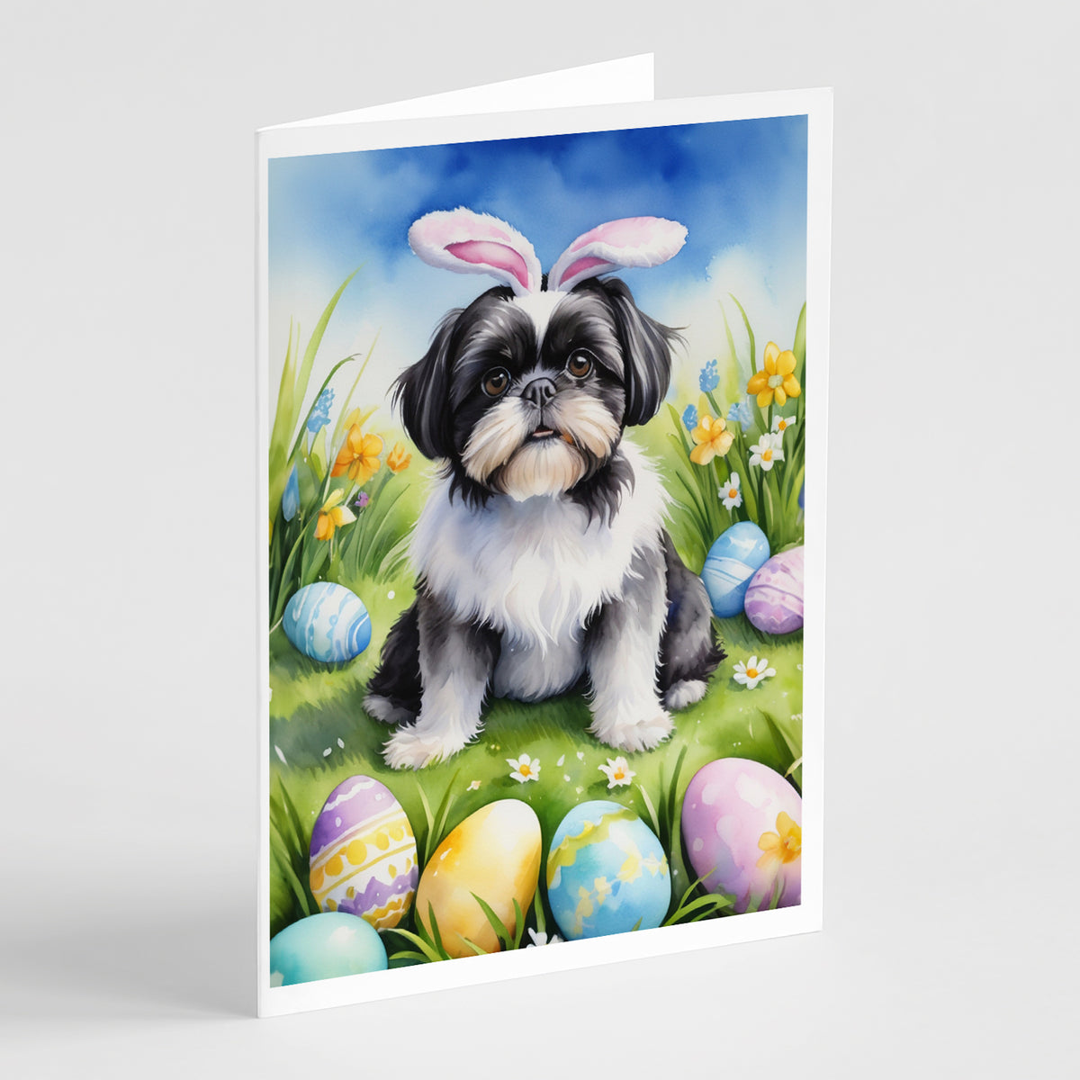 Buy this Shih Tzu Easter Egg Hunt Greeting Cards Pack of 8