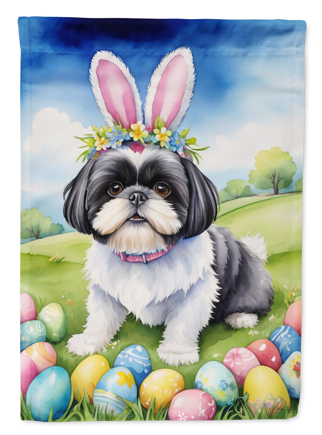 Buy this Shih Tzu Easter Egg Hunt House Flag