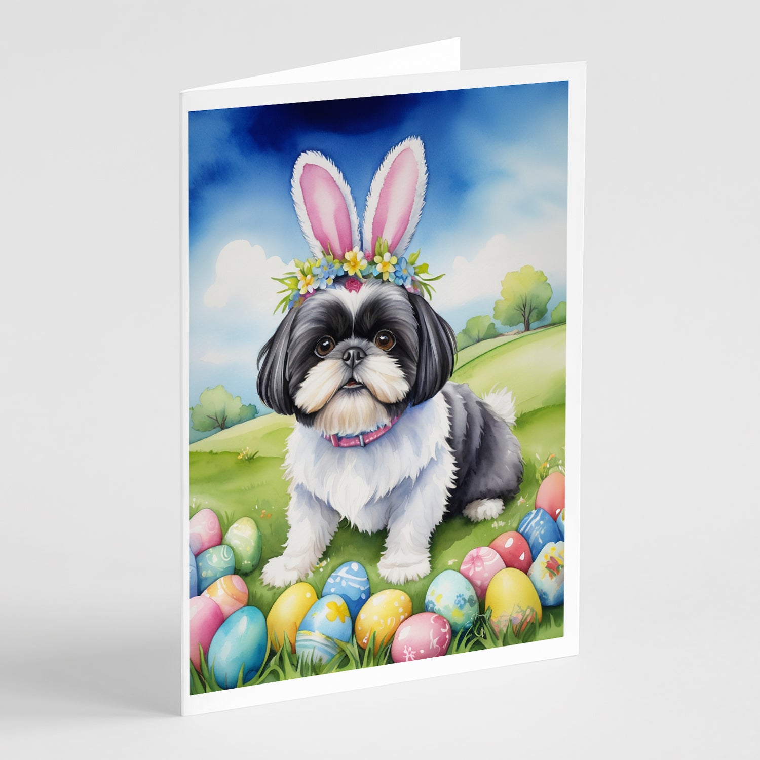 Buy this Shih Tzu Easter Egg Hunt Greeting Cards Pack of 8