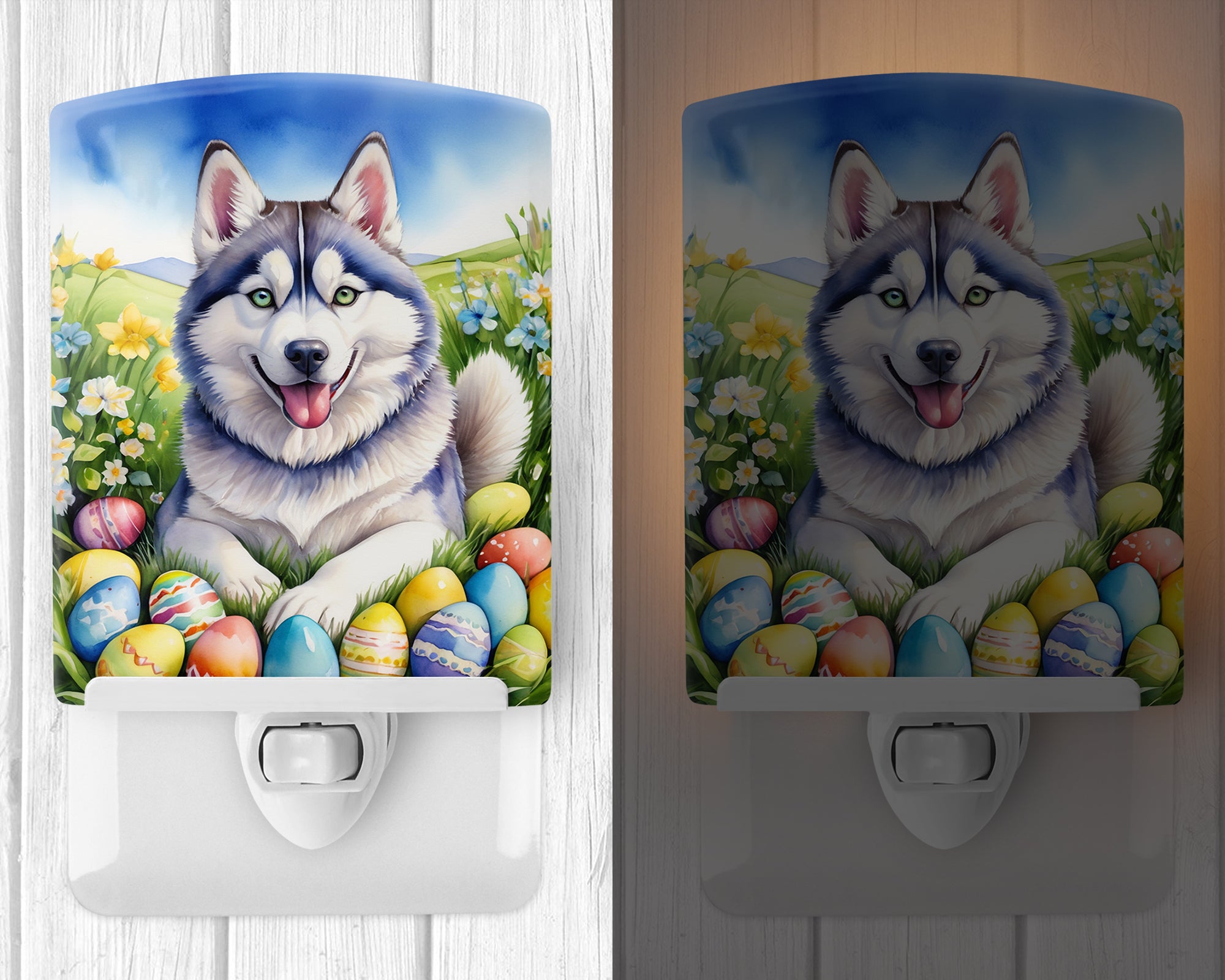 Buy this Siberian Husky Easter Egg Hunt Ceramic Night Light