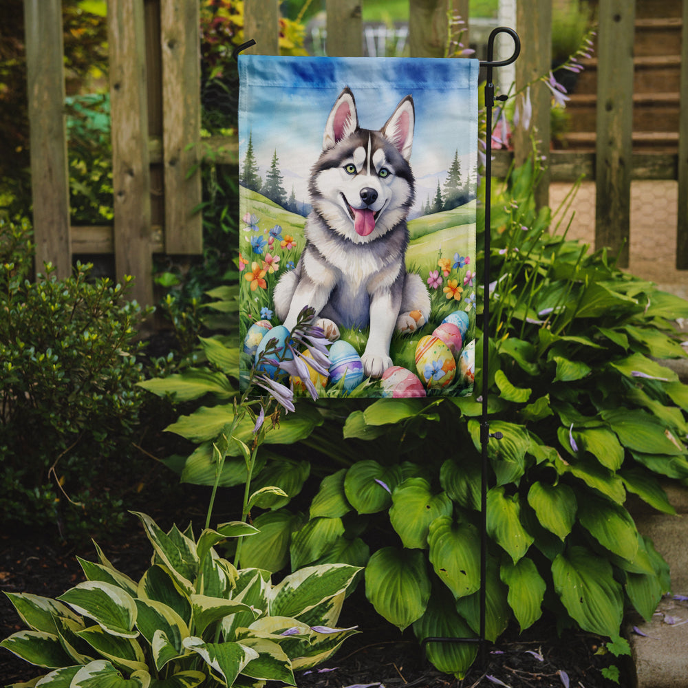 Siberian Husky Easter Egg Hunt Garden Flag