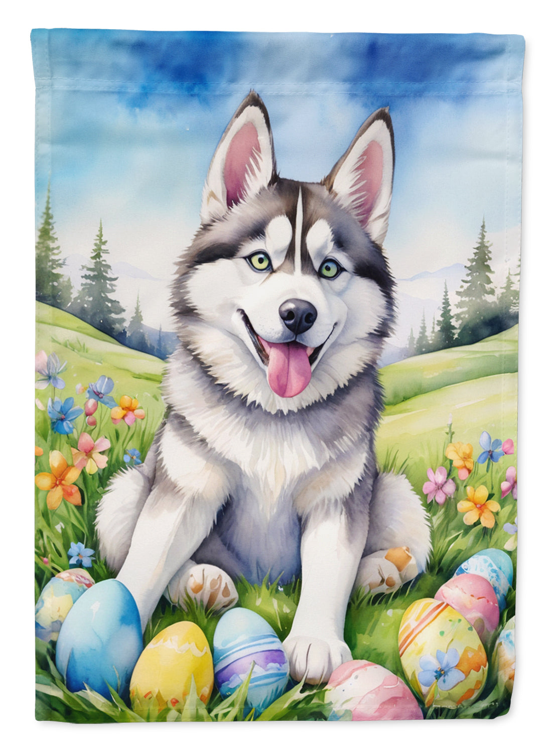 Buy this Siberian Husky Easter Egg Hunt Garden Flag