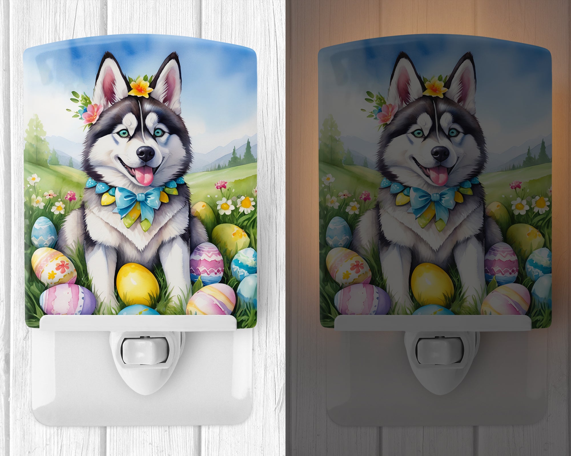 Buy this Siberian Husky Easter Egg Hunt Ceramic Night Light