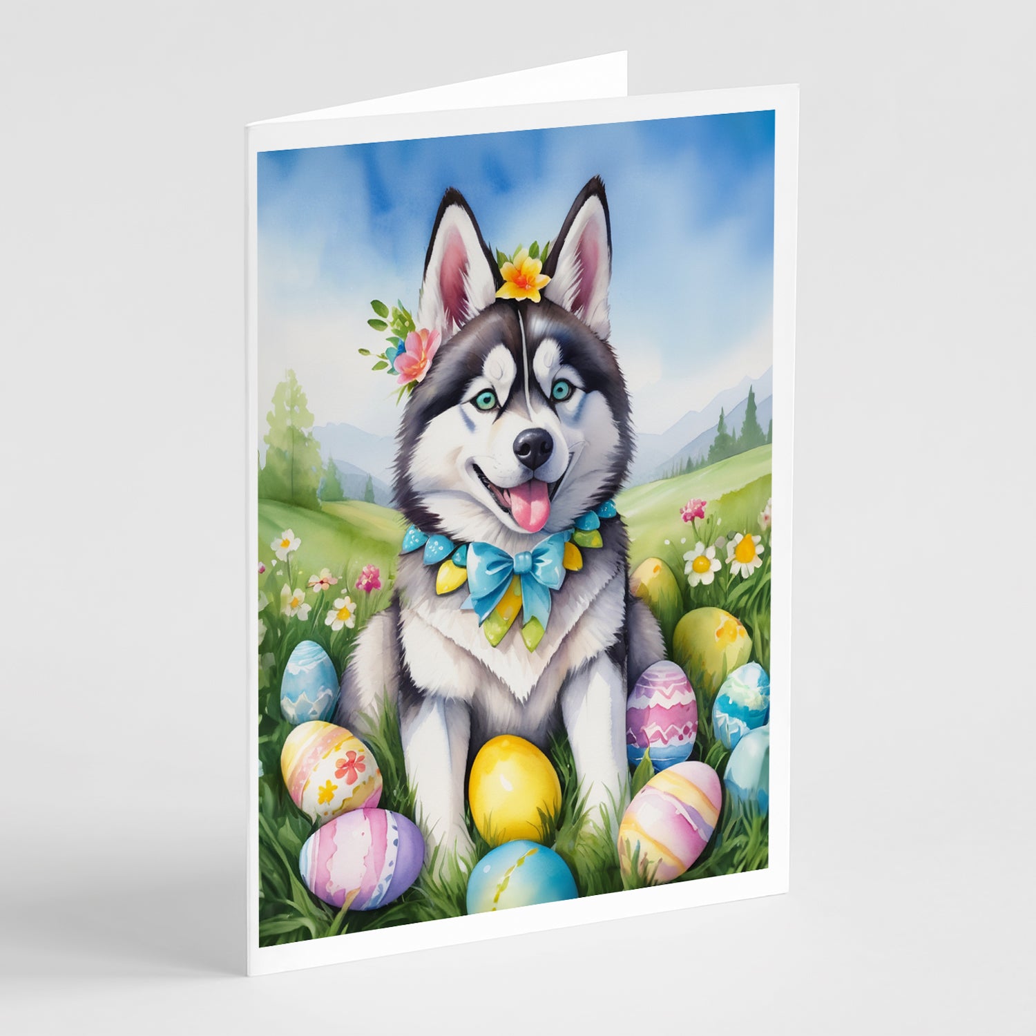 Buy this Siberian Husky Easter Egg Hunt Greeting Cards Pack of 8