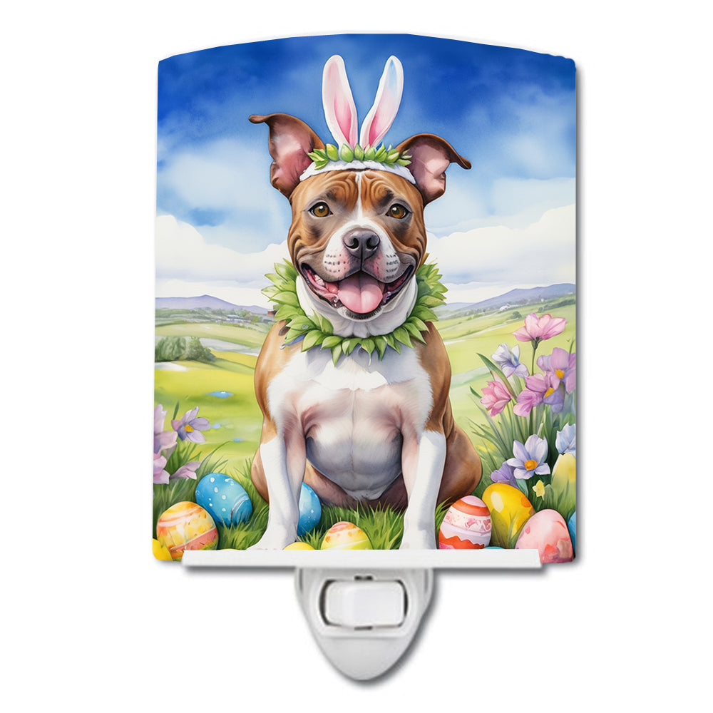 Buy this Staffordshire Bull Terrier Easter Egg Hunt Ceramic Night Light