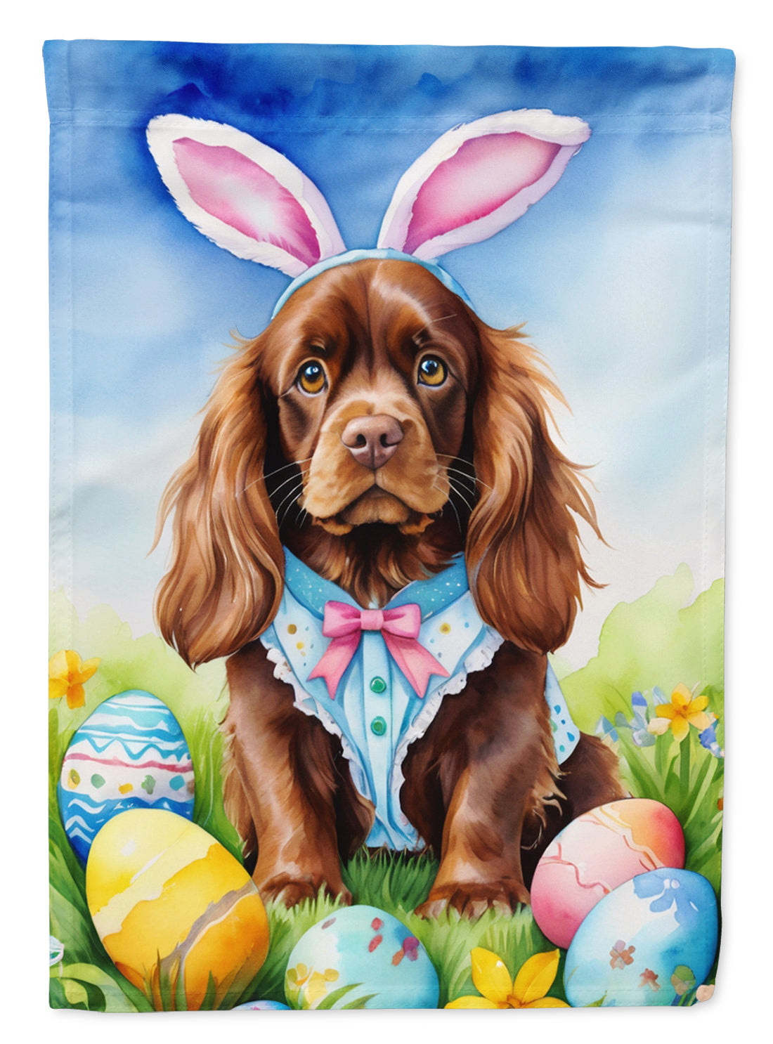 Buy this Sussex Spaniel Easter Egg Hunt Garden Flag